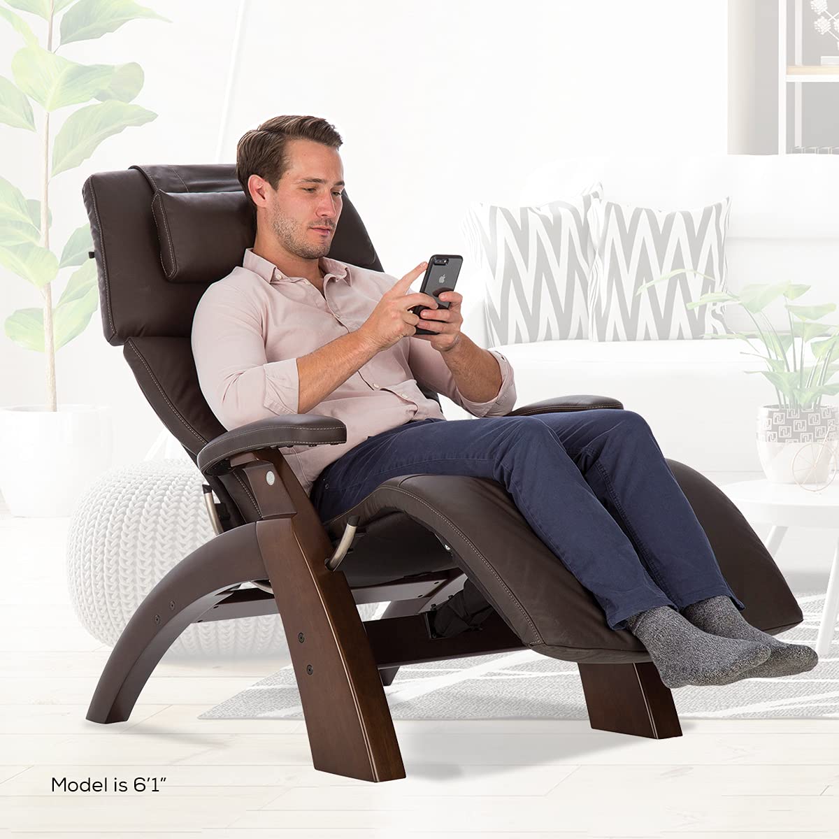 Human Touch Perfect Chair® PC-350 Classic Power Zero Gravity Leather Electric Recliner For Office, 3-Year Warranty, 46D x 32W x 46H Inch, Dark Walnut Espresso - Medaid International