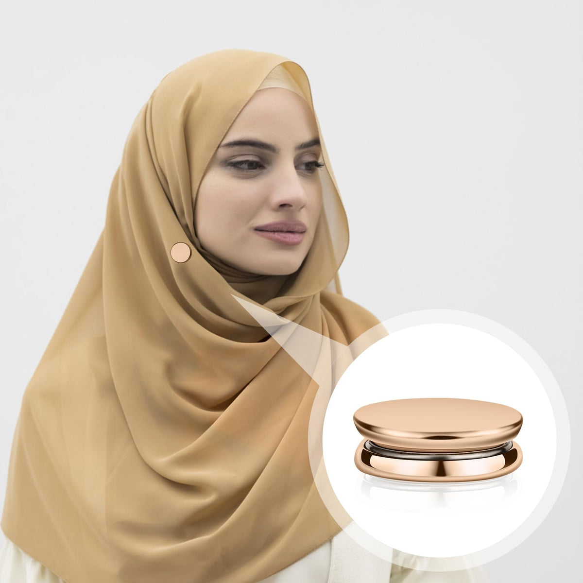 TERRIFI 8pcs Magnetic Hijab Pins, Strong Multipurpose Magnetic Scarf Clasps, No Snag Pinless Brooch Hijab Buttons for Women’s Clothing and Scarves, Oblate Style