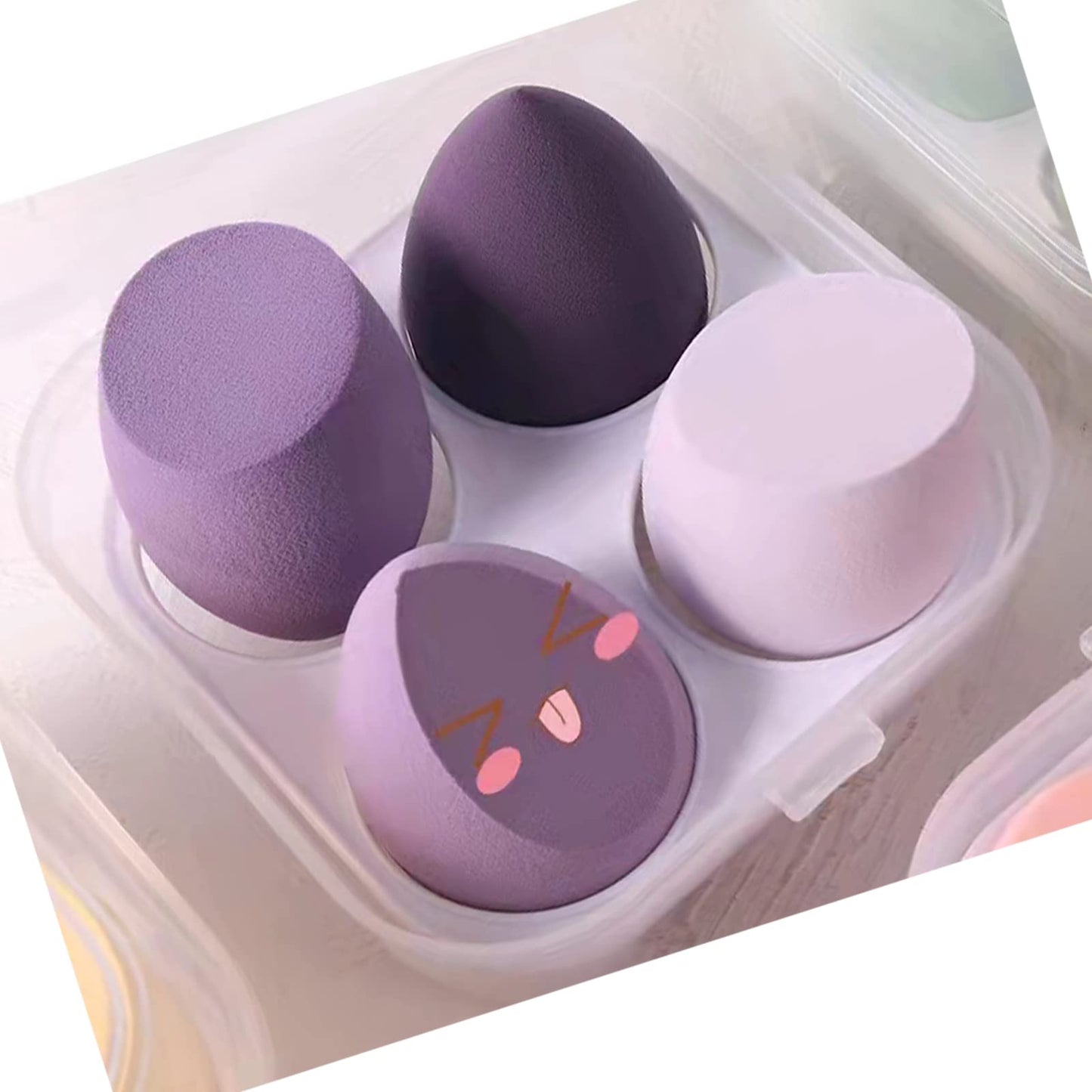 Makeup Sponges Set - Beauty sponges Blending Blenders with 1 Holder and Egg Case, Flawless for Cream, Powder and Liquid (Purple, 4Pcs+1Holder+ case) - Medaid International