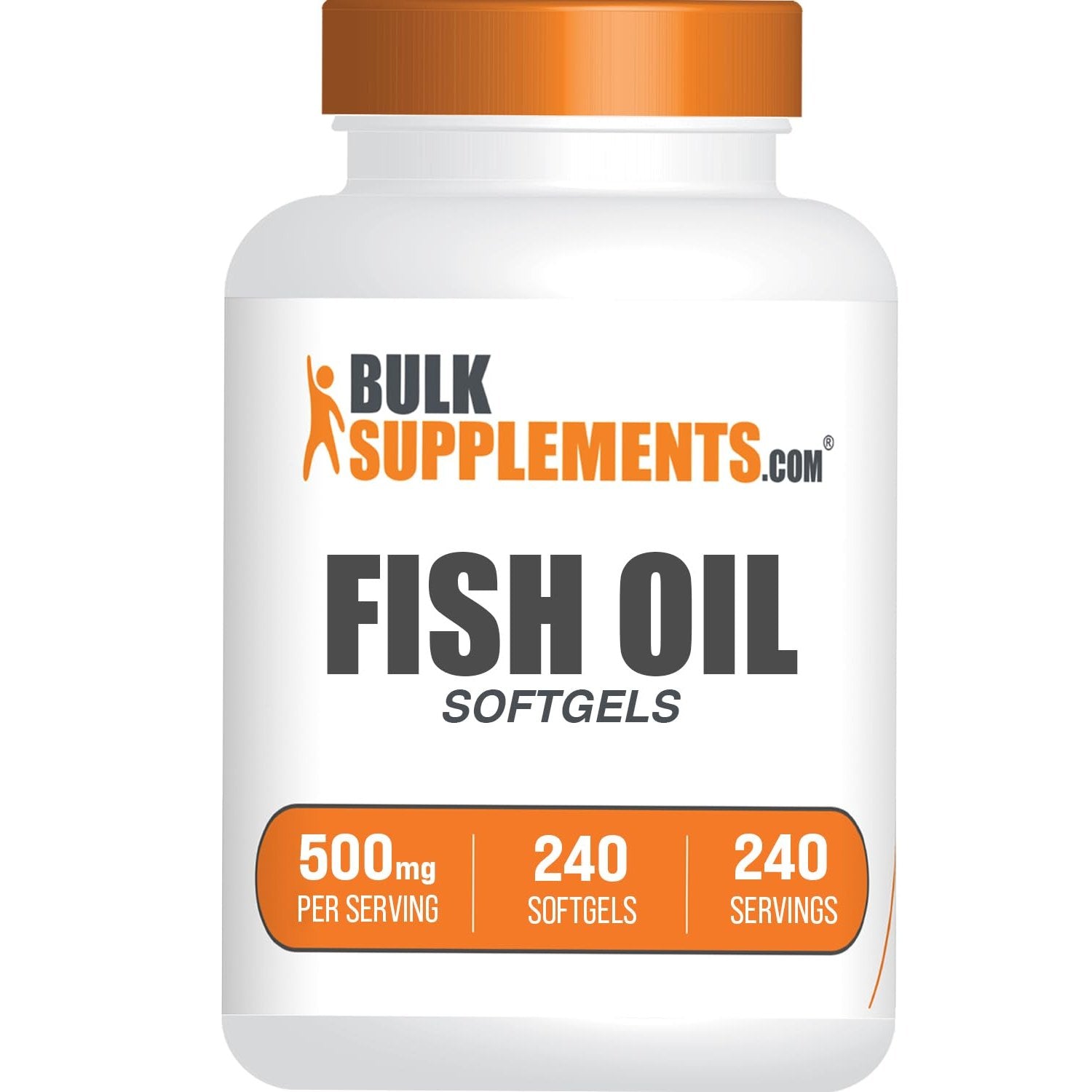 BulkSupplements.com Fish Oil 500mg Softgels - Omega 3 Supplements, Fish Oil Supplements - Gluten Free, 1 Softgel per Serving, 240 Count (Pack of 1) - Medaid International