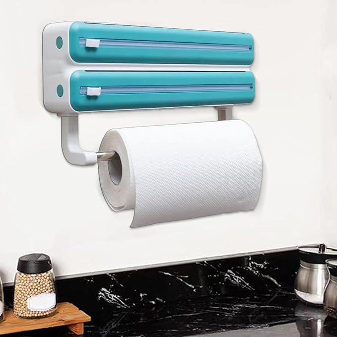 Wall-Mounted Cling Film Dispenser – Kitchen Wrap Cutter Organizer