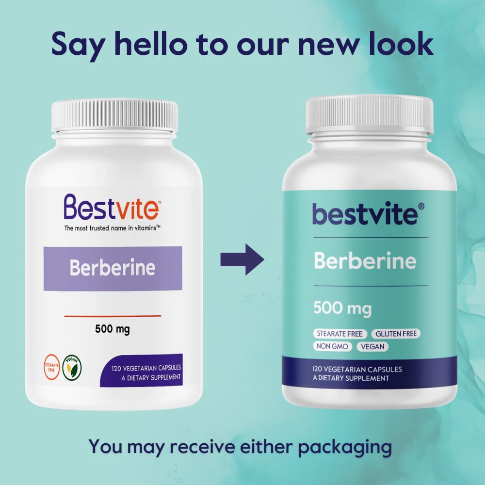 Berberine 500mg Per Capsule (120 Vegetarian Capsules) - No Fillers - No Stearates - No Flow Agents - Vegan - Gluten Free - Non GMO - Medaid International