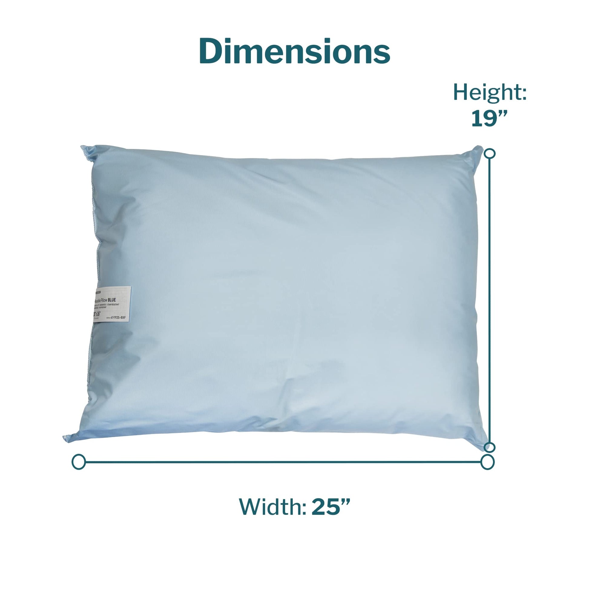 McKesson Medical Pillow [1 Count] Reusable Hospital Bed Pillows, Vinyl Cover, Fluid Moisture and Stain-Resistant, Blue, 19 in x 25 in - Medaid International