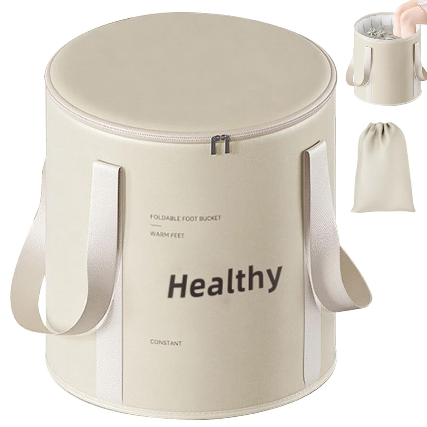 Foot Spa,Footspa, Collapsible Foot Bath with Zippered Lid Portable Foot Soaking Bucket Heat Retaining Non-slip Foot Bath Tub for Home Outdoor, Champagne - Medaid International