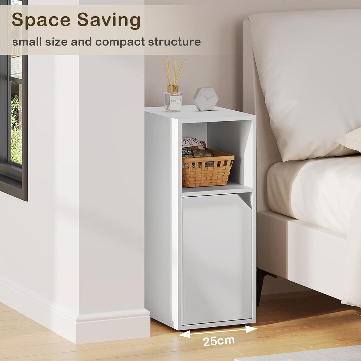 WOLTU Narrow Bedside Table (NTS16WS)