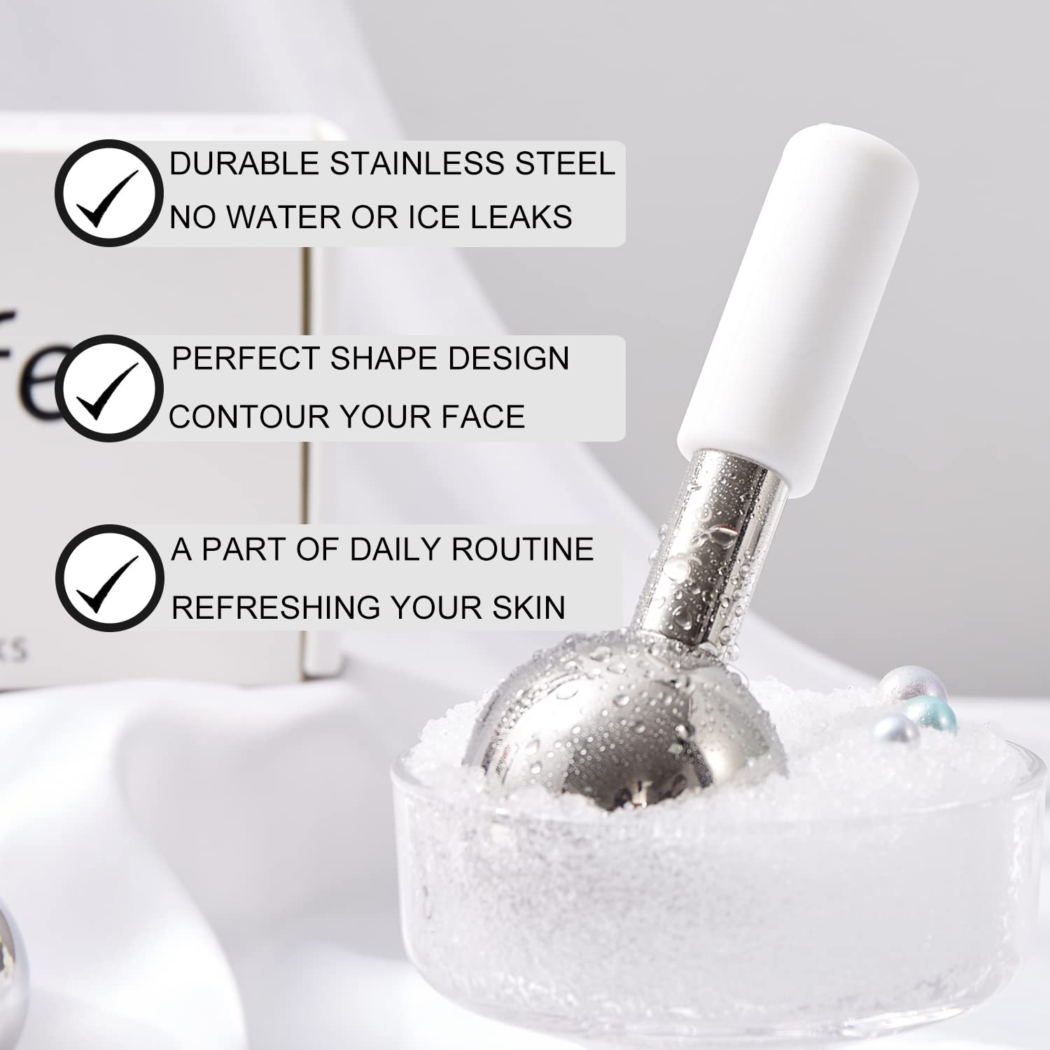 pfefe Ice Globes for Face & Eyes, Unbreakable Stainless Steel Cryo Sticks for Beauty Routines, Facials Cold Roller Cooling Globes for Puffiness, Wrinkles, Dark Circles, Headaches - Medaid International