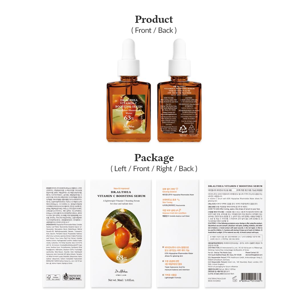 Dr.Althea Vitamin C Boosting Serum | Daily Facial Serum with TRANEXAMIC ACID for All Skin Types | Helps Remove Dark Spots & Uneven Skin Tone | Korean Vegan Skin Care (Vitamin C Boosting RENEWED) - Medaid International