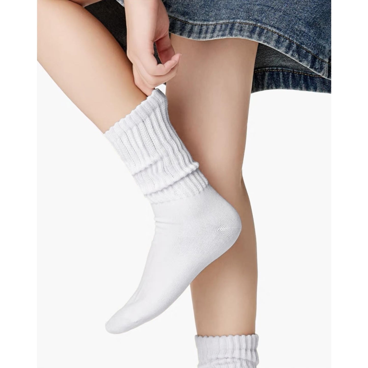 Fszsaa Women's Multipair Cotton Cushioned Athletic Retro Slouch Mid Calf Rib Tube Socks - Medaid International