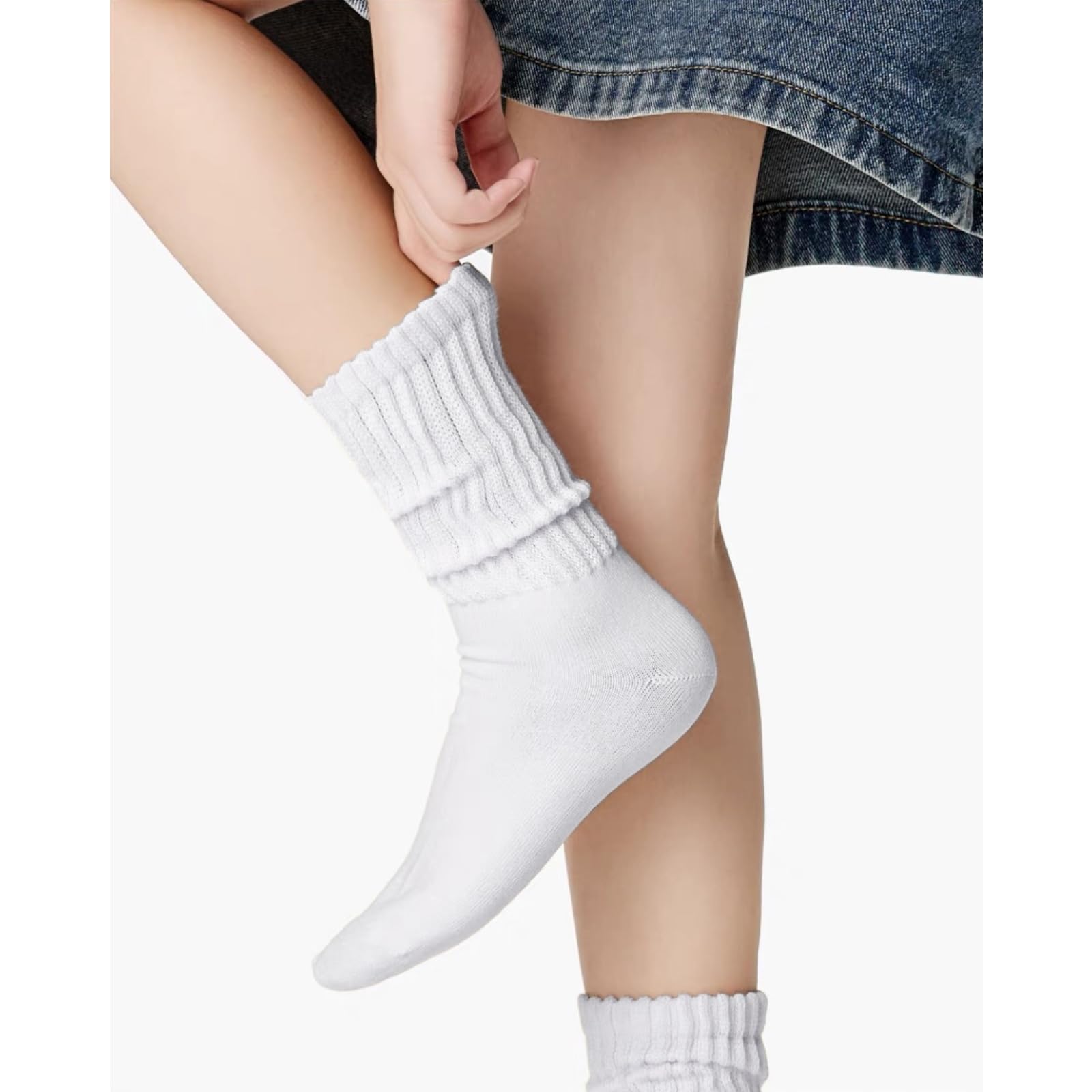 Fszsaa Women's Multipair Cotton Cushioned Athletic Retro Slouch Mid Calf Rib Tube Socks - Medaid International