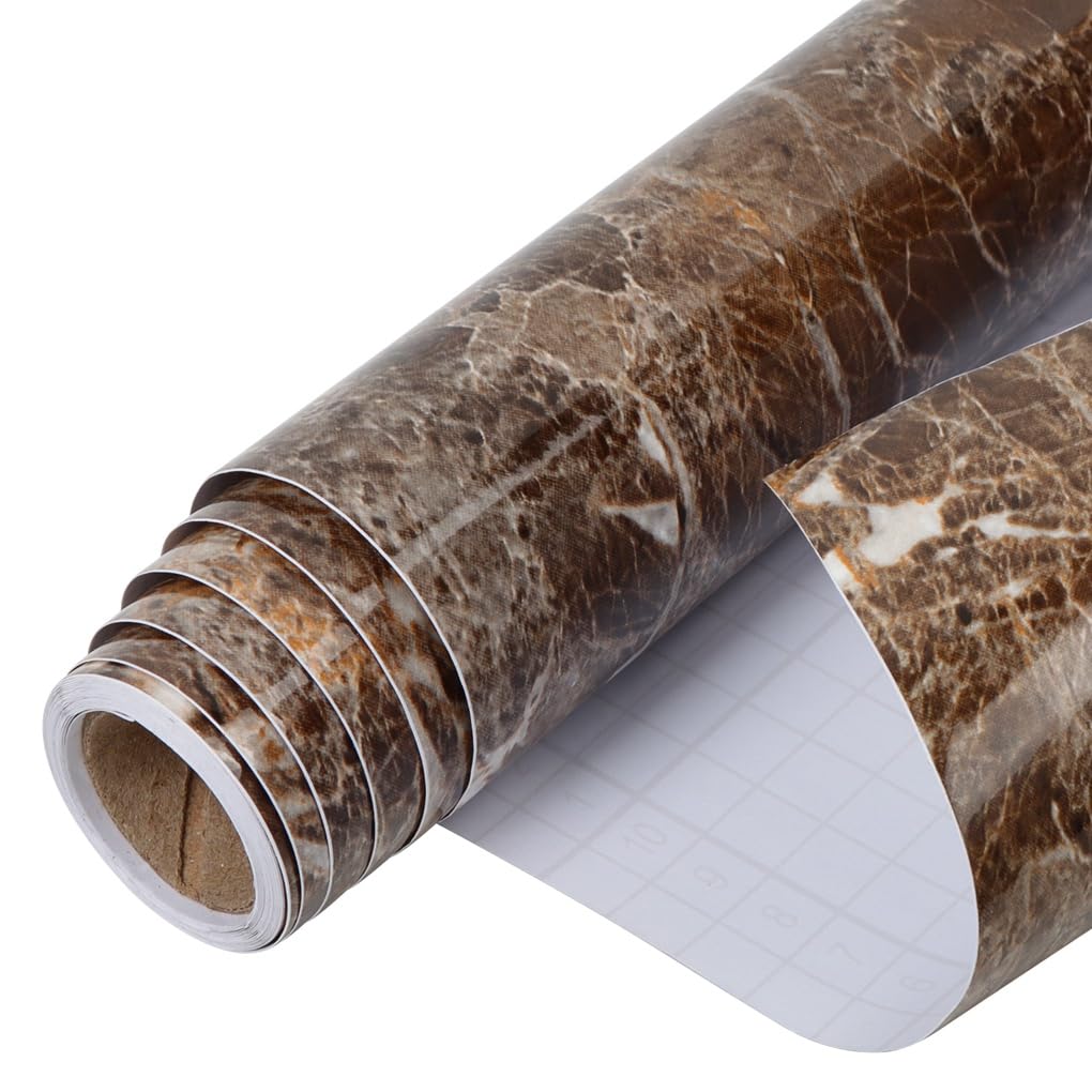 Arthome Brown Marble Paper,15.7x122 inch Self Adhesive Wallpaper Waterproof PVC Vinyl, Oil Proof, Vinyl Paper for Furniture Cover Surface,Countertop,Kitchen,Shelf Liner - Medaid International