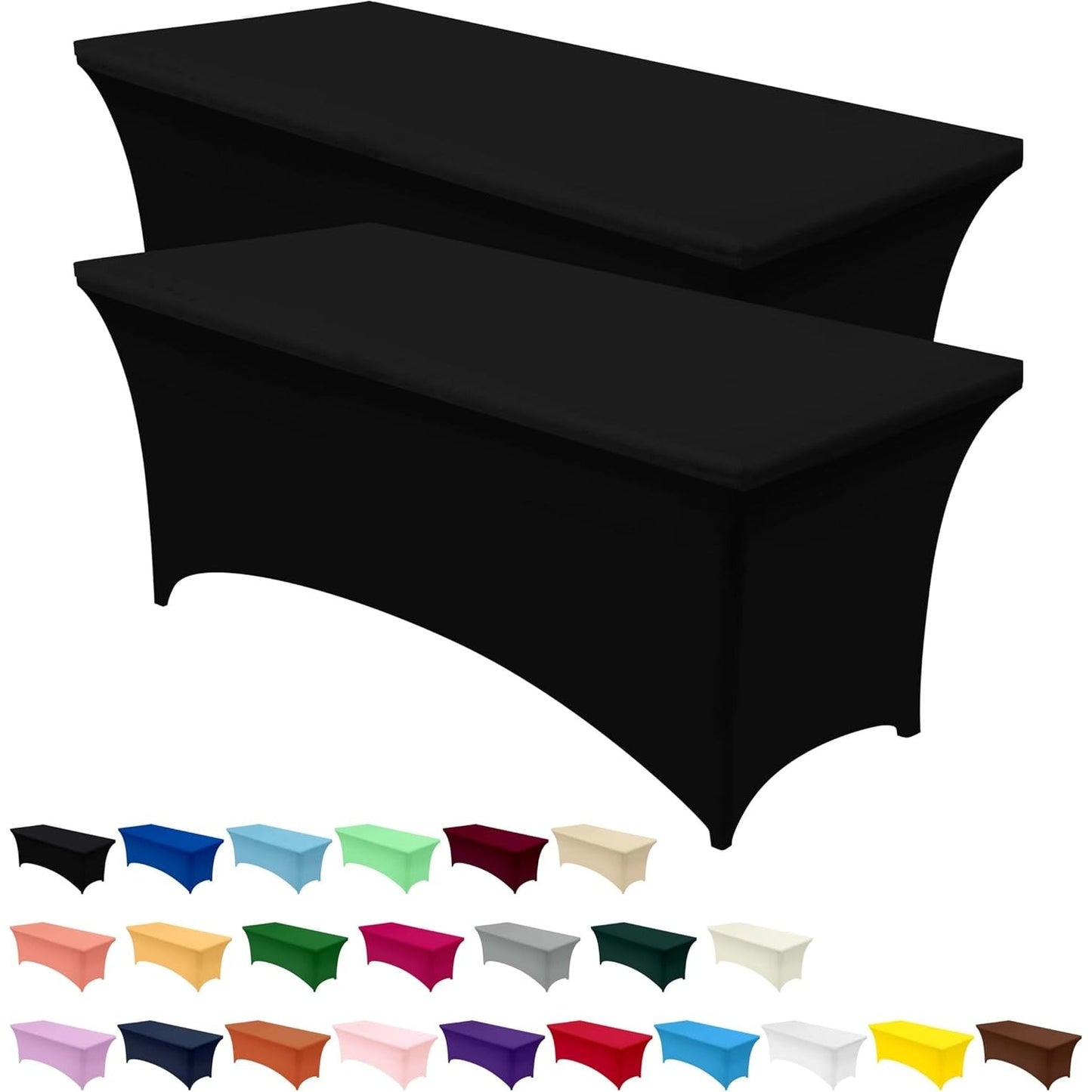 Utopia Kitchen Spandex Tablecloth 2 Pack [6FT, Black] Tight, Fitted, Washable and Wrinkle Resistant Stretch Rectangular Patio Table Cover for Event, Wedding, Banquet & Parties [72Lx30Wx30H Inch] - Medaid International