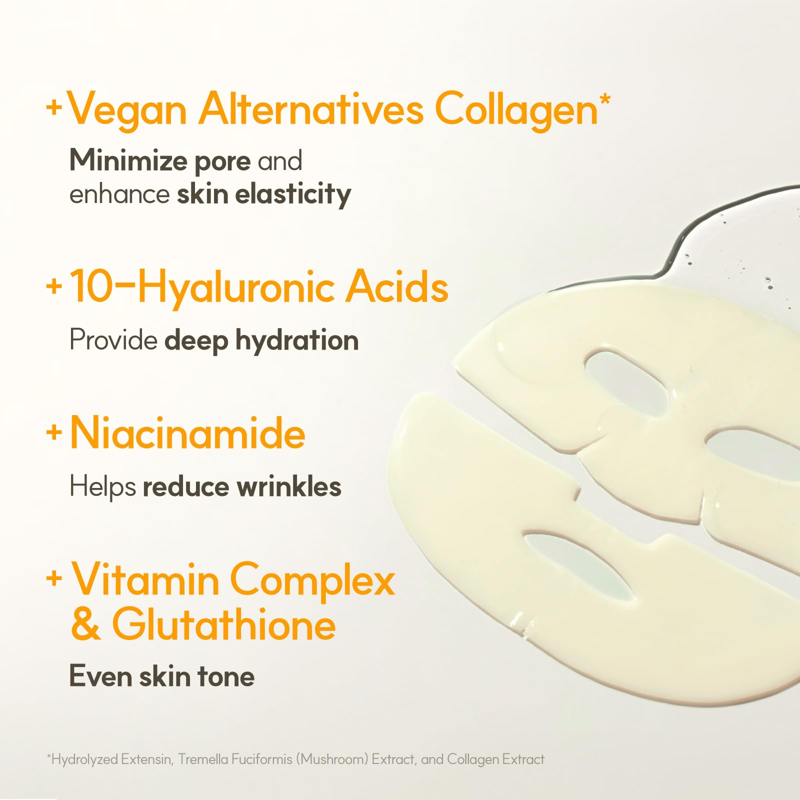 THE FACE SHOP Vita-Toning Vegan Collagen Face Mask, Korean Glass Skin Essential, Hydrogel Mask for Moisturizing & Skin Elasticity, Improves Uneven Tone, 4EA - Medaid International