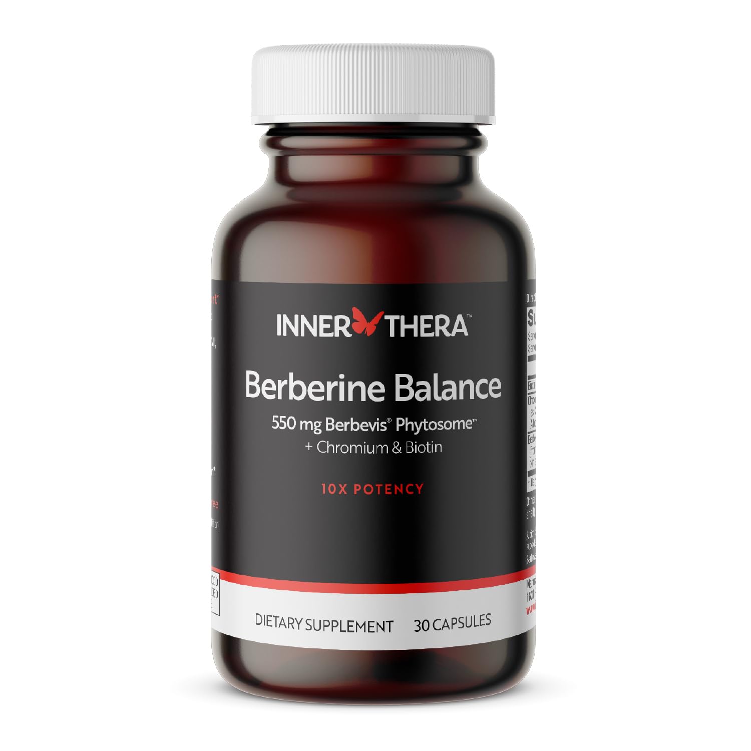INNERTHERA Berberine, 550 mg Patented Berbevis Berberine Phytosome Plus Biotin and Chromium, Enhanced Absorption, Gluten-Free, Vegan, 30 Veggie Caps - Medaid International