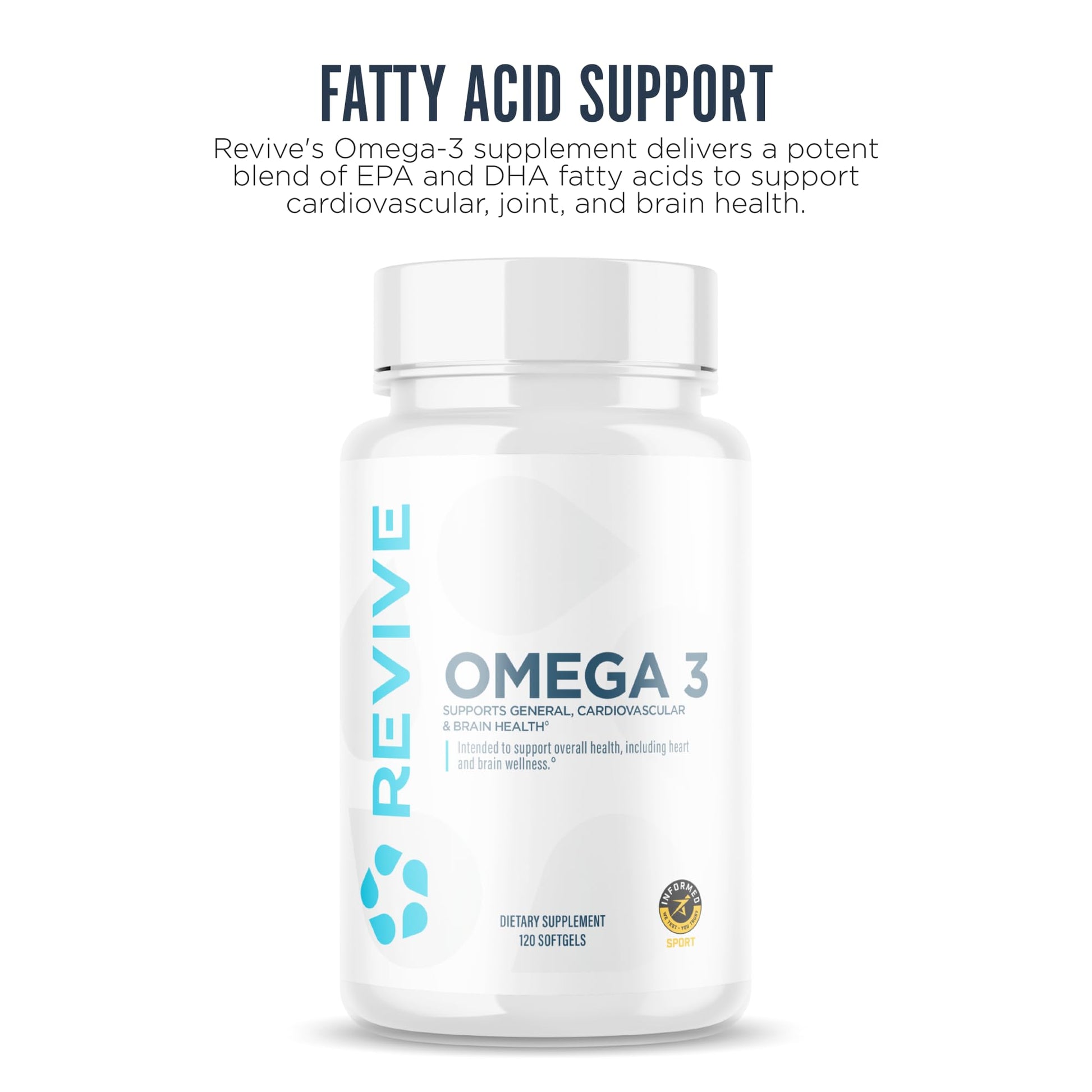 Revive MD Omega 3 Fish Oil Supplements for Men & Women – Softgels with EPA & DHA Fatty Acids for Healthy Skin & Joints, Heart & Brain Support – Vegan-Friendly, Gluten-Free (120 Softgels, 60 Servings) - Medaid International