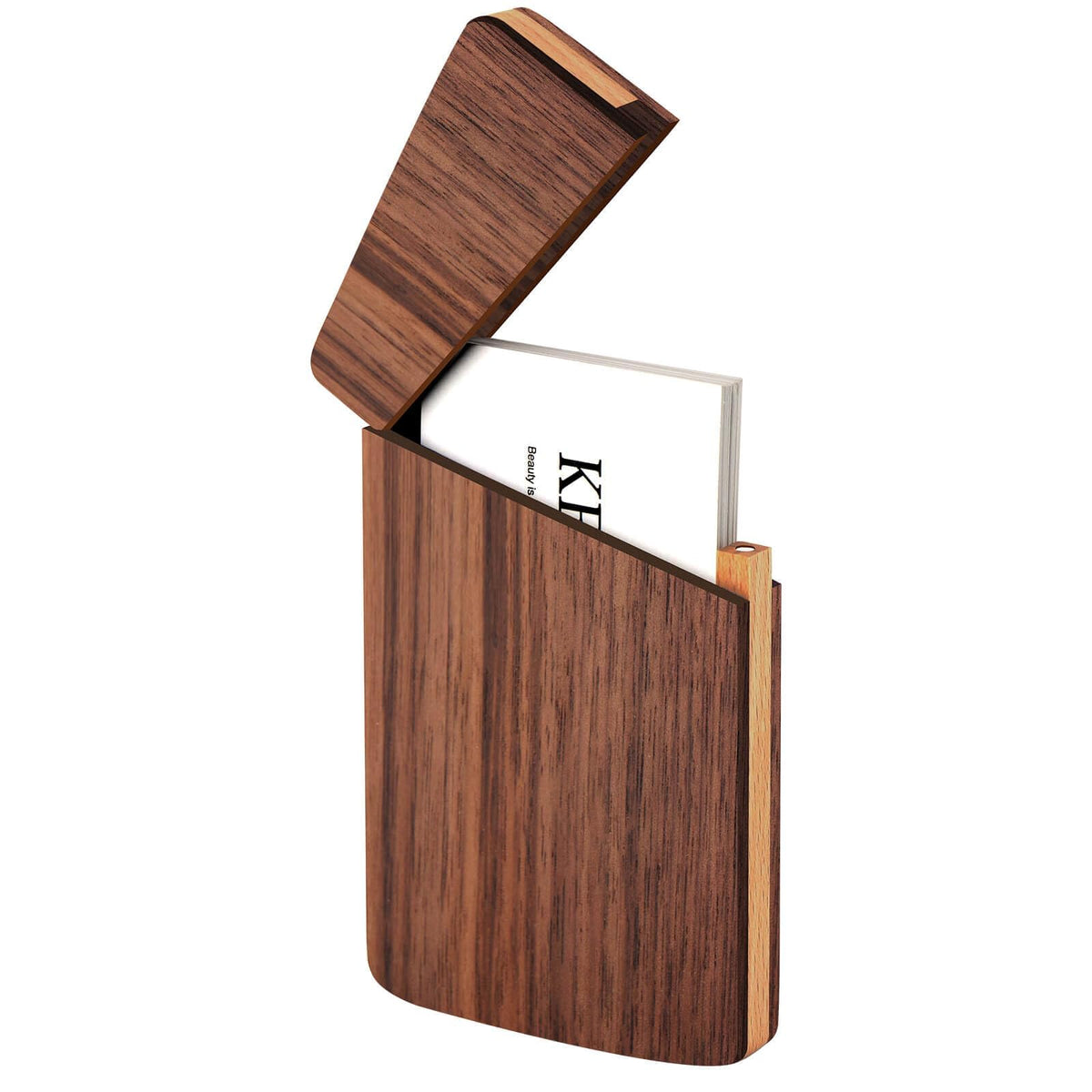 Kastwave Wooden Business Card Case, Portable Wood Holders, Black Walnut Solid Slim Gift For Men Pocket Holder