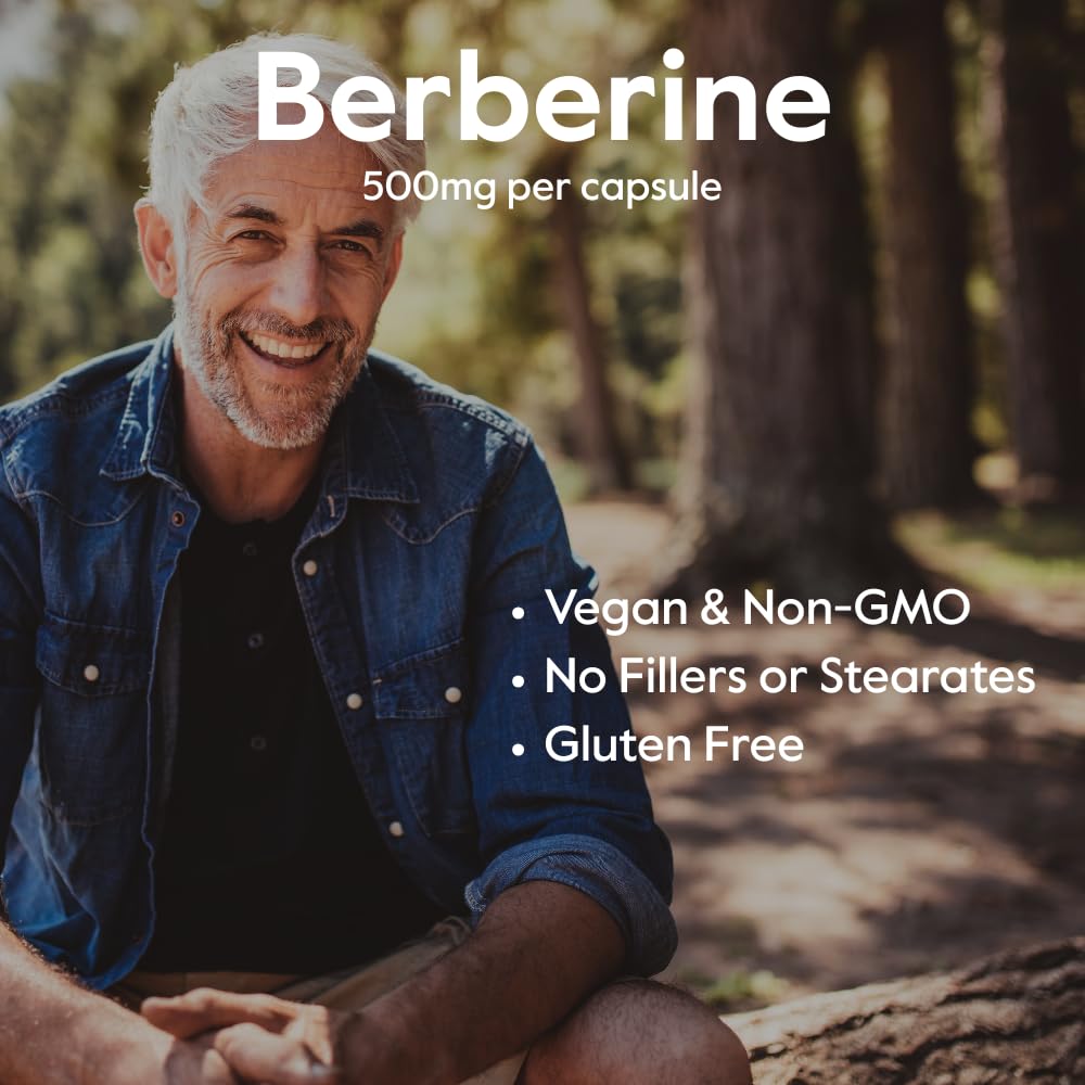 Berberine 500mg Per Capsule (120 Vegetarian Capsules) - No Fillers - No Stearates - No Flow Agents - Vegan - Gluten Free - Non GMO - Medaid International
