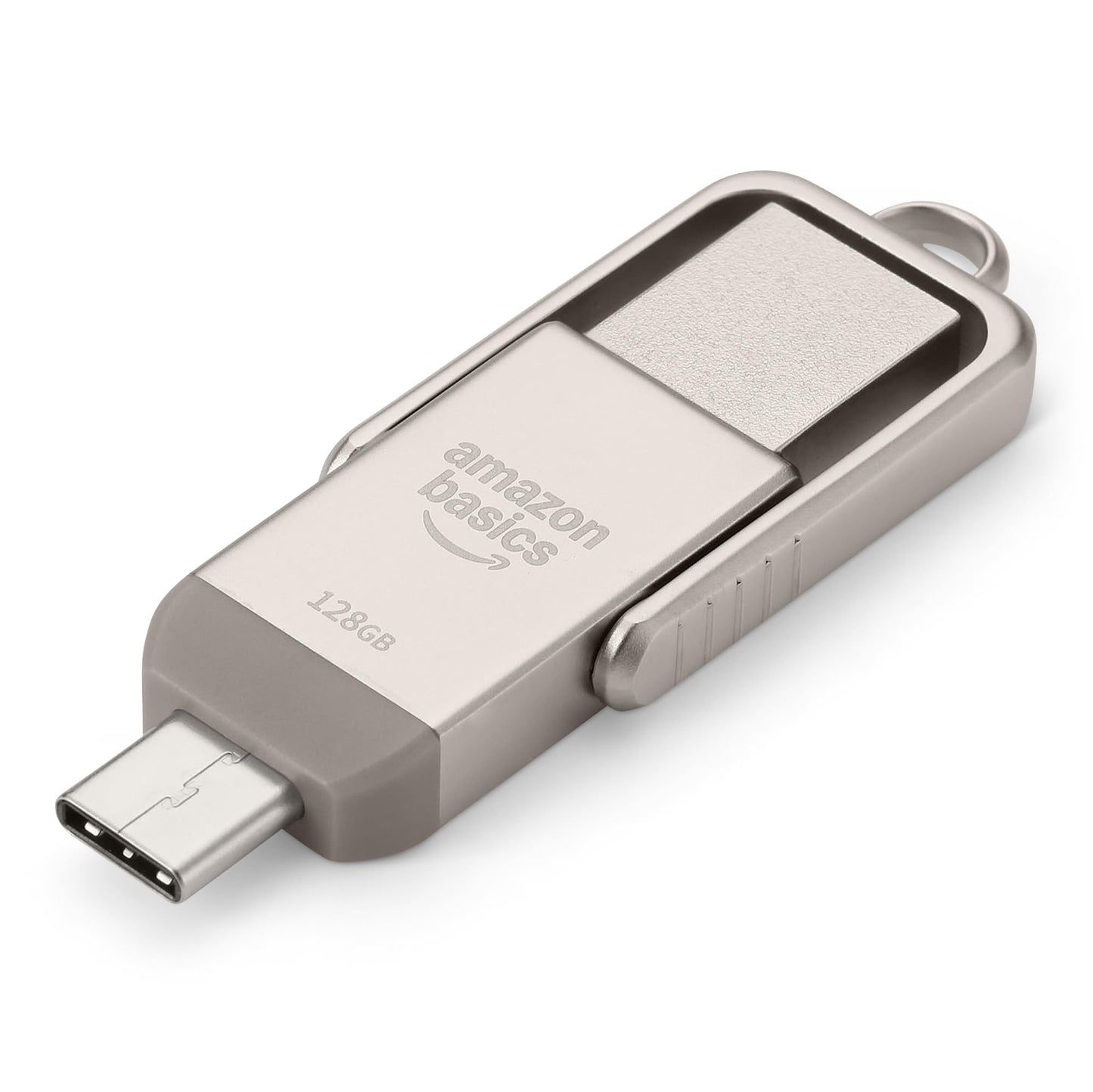 Amazon Basics USB Flash Drive, Thumb Drive Memory Stick with USB C and USB A Dual Ports, 128GB, Champagne Silver - Medaid International