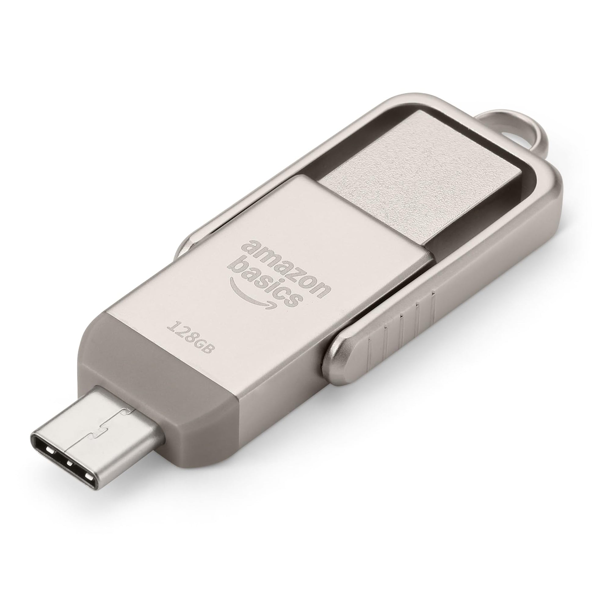 Amazon Basics USB Flash Drive, Thumb Drive Memory Stick with USB C and USB A Dual Ports, 128GB, Champagne Silver - Medaid International