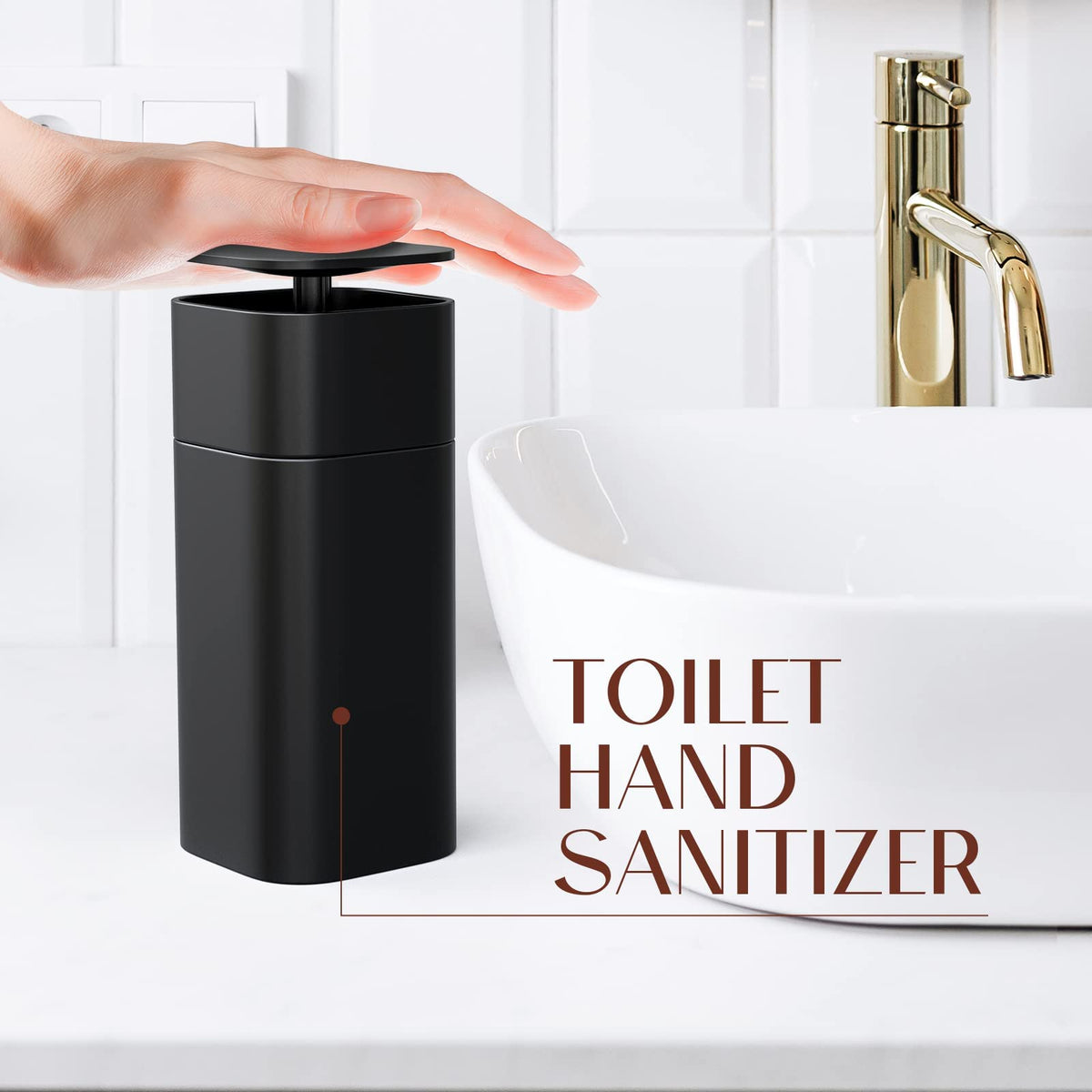 TERRIFI Push Down Pump Dispenser - 14oz Liquid Dispenser Bottle, Ideal for Cosmetics, Body Wash, Hand Soap, Shampoo, Makeup Remove - Travel Size (400ml Black)