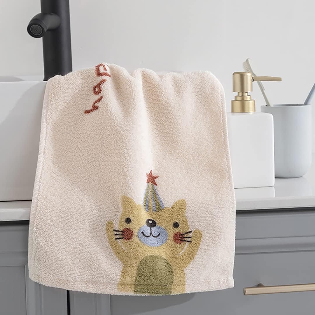 KASTWAVE Bathroom Hand Towels, 4-Pack Cartoon Cat Hand Towel Soft 100% Cotton Towel Highly Absorbent Hand Towel, Hand Towels for Bath, Hand, Face, Gym and Spa, Size 10" x 20"