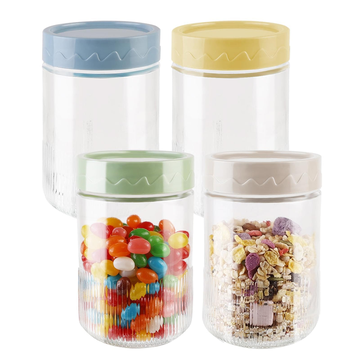 TERRIFI 8 oz Glass Food Storage Jars with Airtight Lids, 4 Pack Mason Jars with Screw Lids for Kitchen Oats, Salad, Spice, Candy, Jam, Seasoning, Small Meal Prep Containers