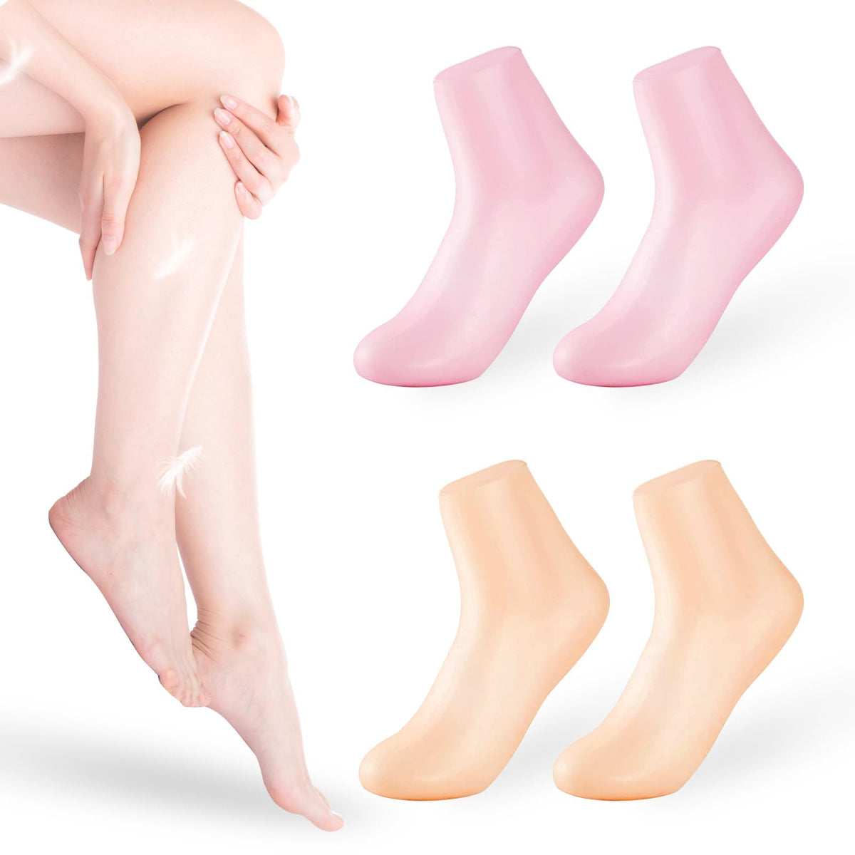 KASTWAVE Silicone Moisturizing Socks, Long Silicone Socks, Aloe Socks, Soft Gel Socks, for Dry Cracked Feet Women, Calluses, Spa Gel Socks Foot Care by, Dry Feet, Softening Calluses, Rough Skin