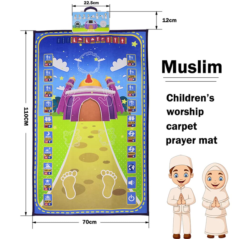 Adult Educational Interactive Prayer Mat-Islamic Gifts Muslim Blue - Medaid International