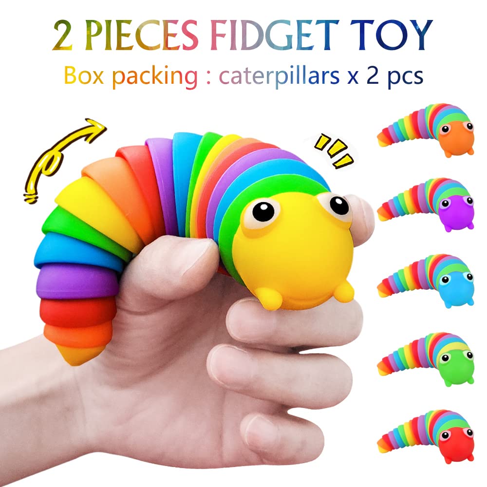 Caterpillar Decompression Toy Ocean Shark Decompression Toys, Stim Toy Decompression Fun Autism ADHD fidgeting Children's Toys Decompression Gift Adults (Rainbow Caterpillars)