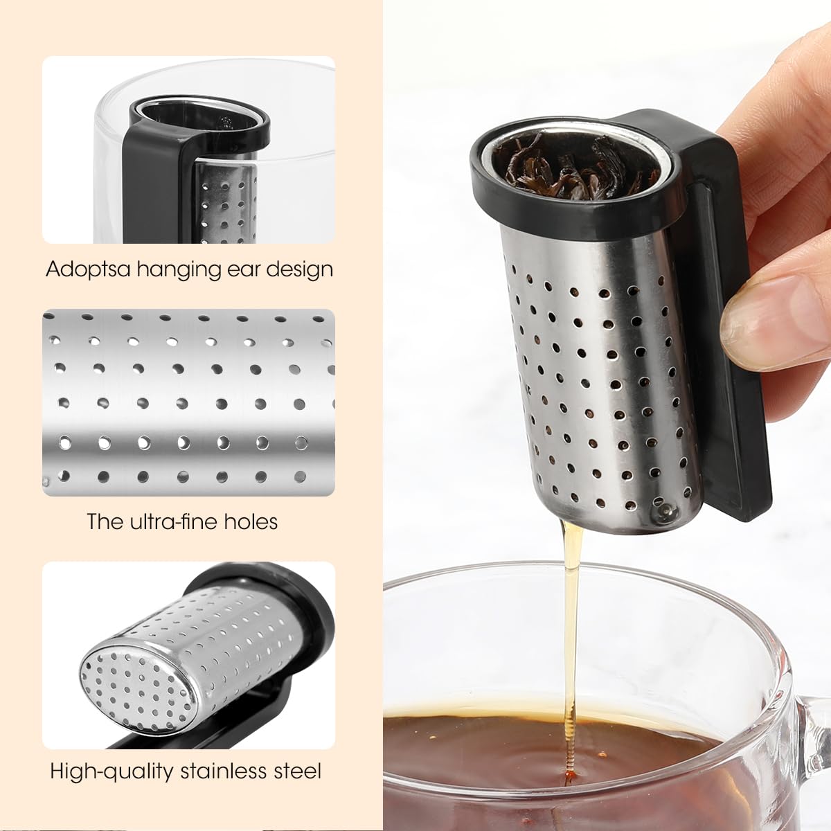 KASTWAVE Tea Infuser, 2Pcs Tea Strainers for Loose Tea, Tea Steeper Diffusers for Loose Tea