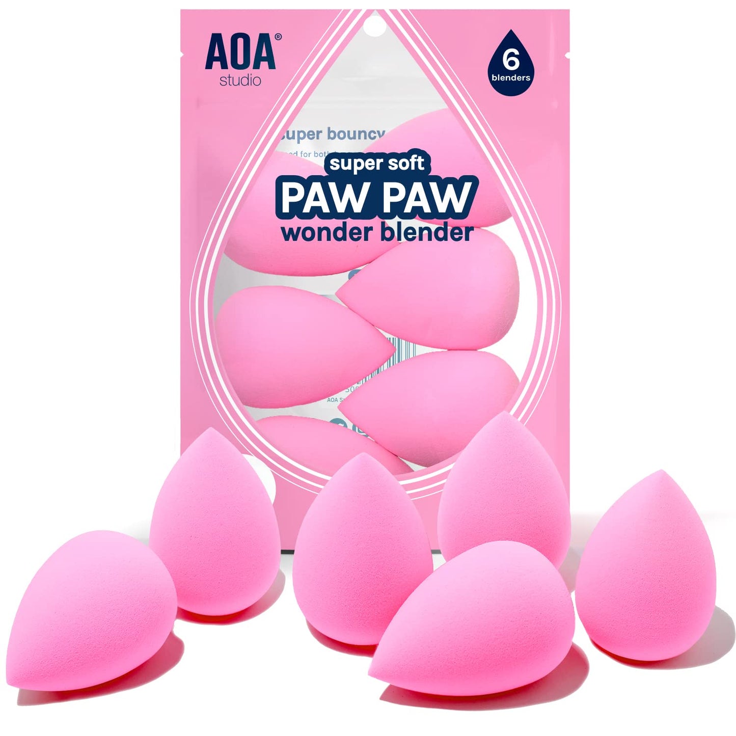AOA Studio Collection makeup Sponge Set Latex Free and High-definition Set of 6 makeup Wonder blender For Powder Cream and Liquid, Super Soft Wonder Beauty Cosmetic - Medaid International