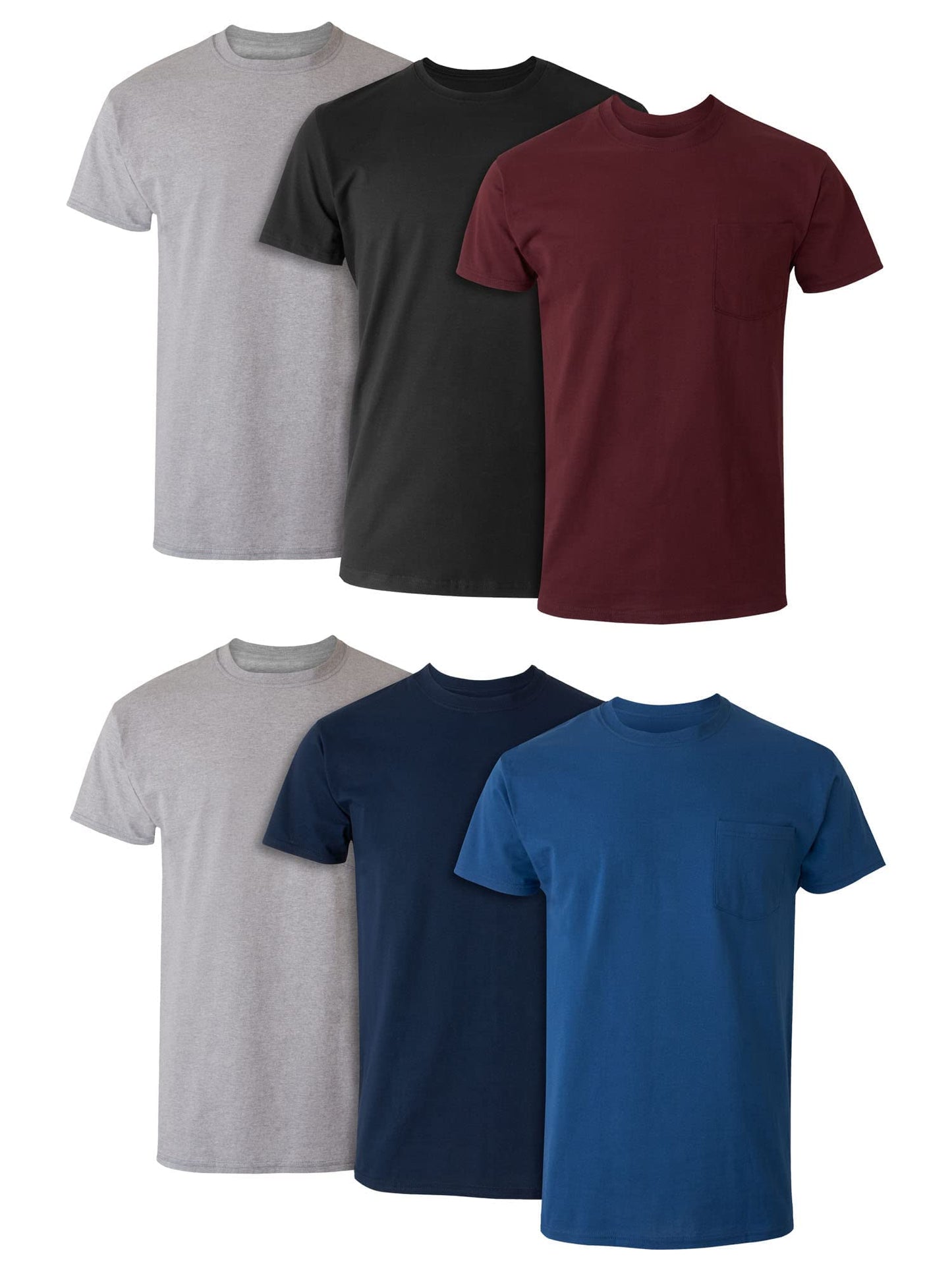Hanes Men's Pocket T-Shirt Pack, Cotton Crewneck Pocket Tees Assorted - 6 Pack , Moisture-Wicking T-Shirt - Medaid International
