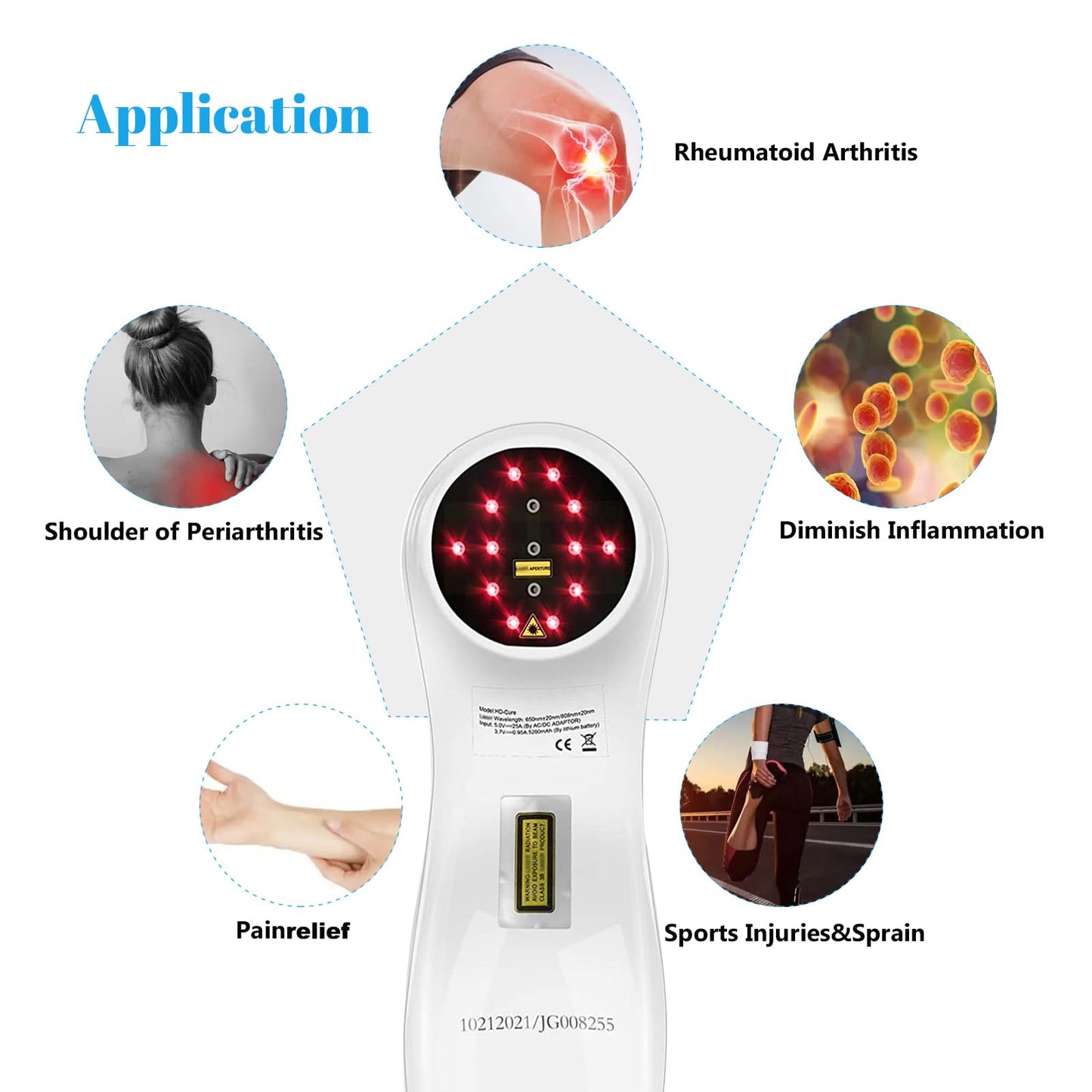 Ustomp Powerful Cold Red Light Device for Body, Near Infrared Light for Joint Muscle with LED Display- Multi-Speed Regulation with Pulse Function(650nm+808nm)-White - Medaid International