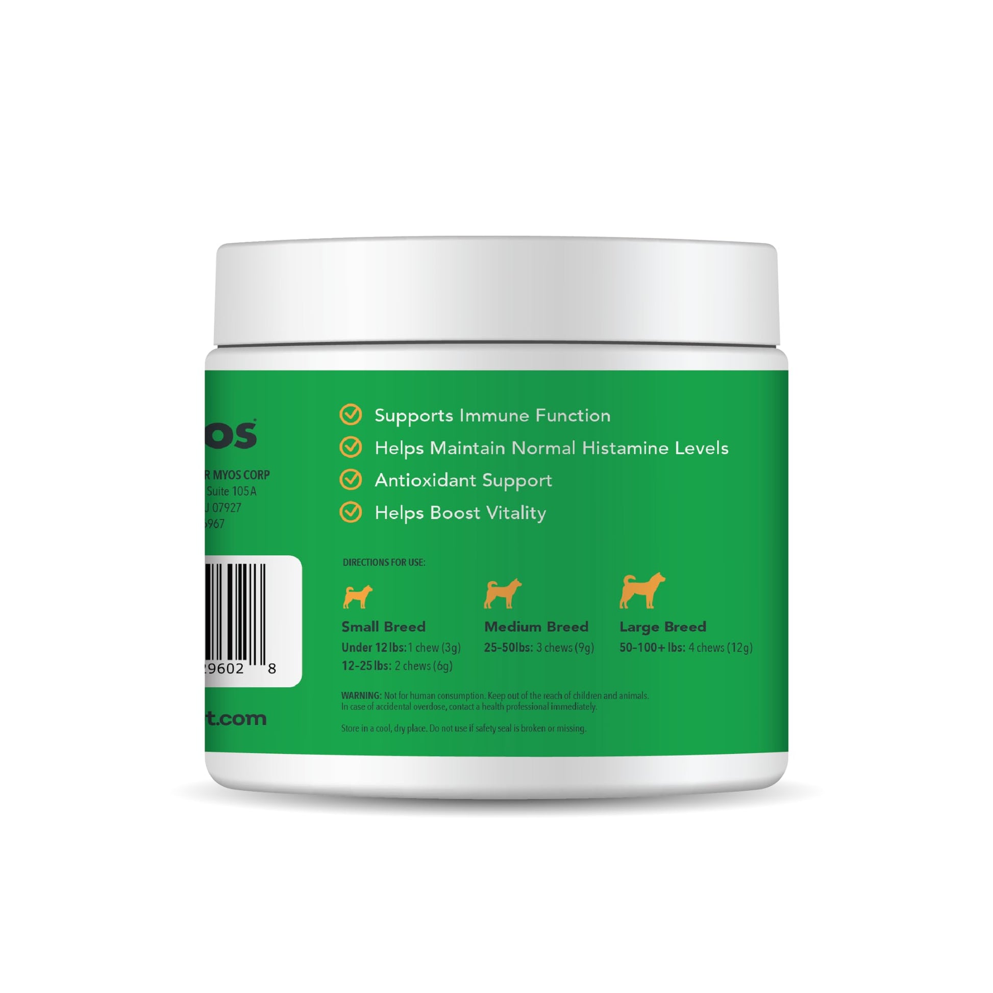 MYOS Immunity Chew for Dogs - Immune System Support, Antioxidants, Helps Cellular Health & Vitality- with Colostrum, Resveratrol, Astragalus Root, and Mushrooms- Daily Chewable Supplement - Medaid International