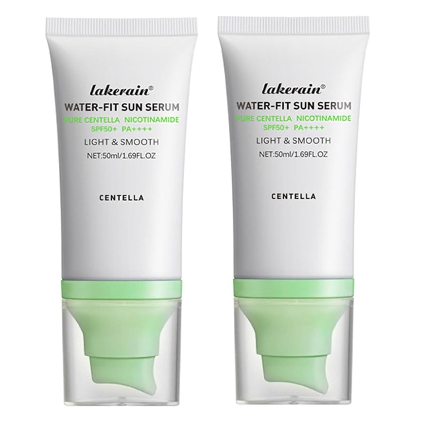 2PCS Centella Sunscreen SPF 50,Face Sun Screen Long-Lasting Protection,Madagascar Sunscreen,NO White Cast - Dry Oily Skincare,Moisturizing Non-Sticky Centella Water-Fit Sun Serum for All Skin. (Green) - Medaid International