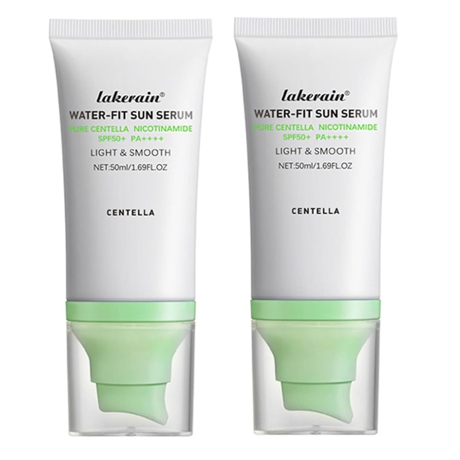 2PCS Centella Sunscreen SPF 50,Face Sun Screen Long-Lasting Protection,Madagascar Sunscreen,NO White Cast - Dry Oily Skincare,Moisturizing Non-Sticky Centella Water-Fit Sun Serum for All Skin. (Green) - Medaid International