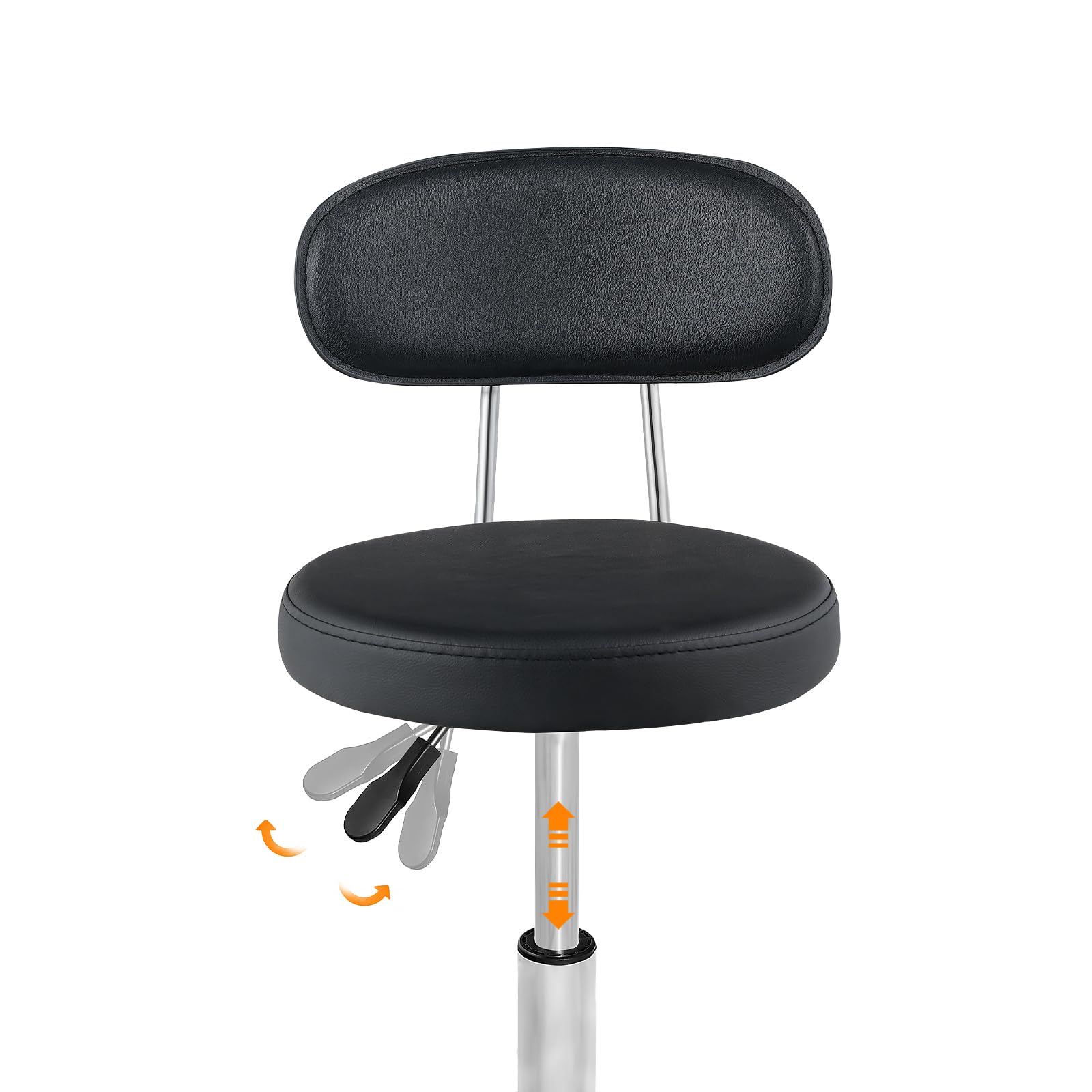 HOOBRO Height Adjustable Rolling Stool, 360° Rotating Drafting Chair, Multi-Purpose Office Desk Chair, Rolling Swivel Salon Stool Chair, for Barber Shop, Nail Salon, Office, Black SB01BY01G1 - Medaid International