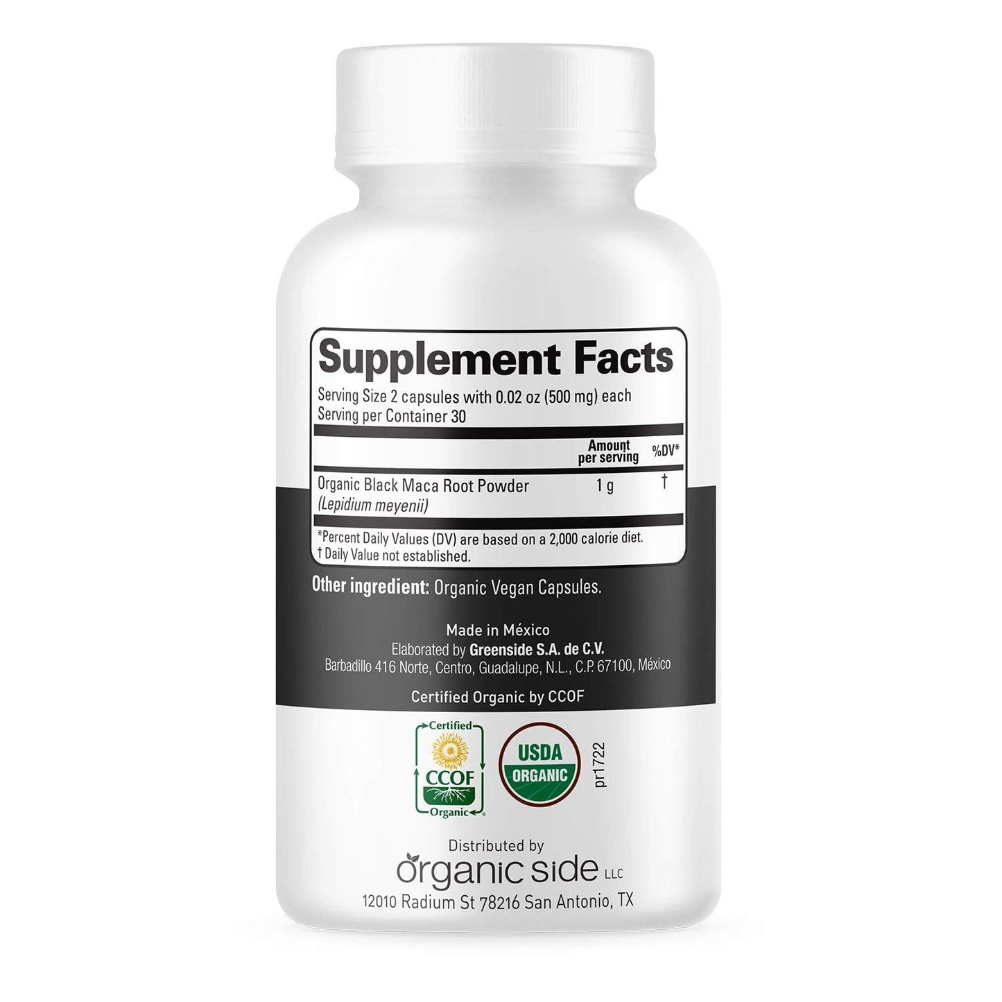 OS Organic Side | Organic Black Maca 60 Capsules | Natural Supplement with Black Maca Root Powder | Plant-Based Capsules for Energy, Vitality, and Hormonal Balance - Medaid International