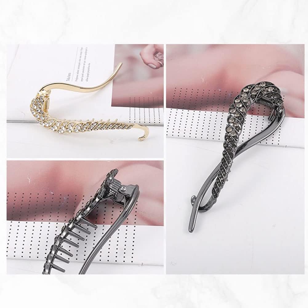 TERRIFI 4 PCS Rhinestone French Banana Clips, Elegant Hair Accessories with Pearl Decor for Stylish Hair Twists