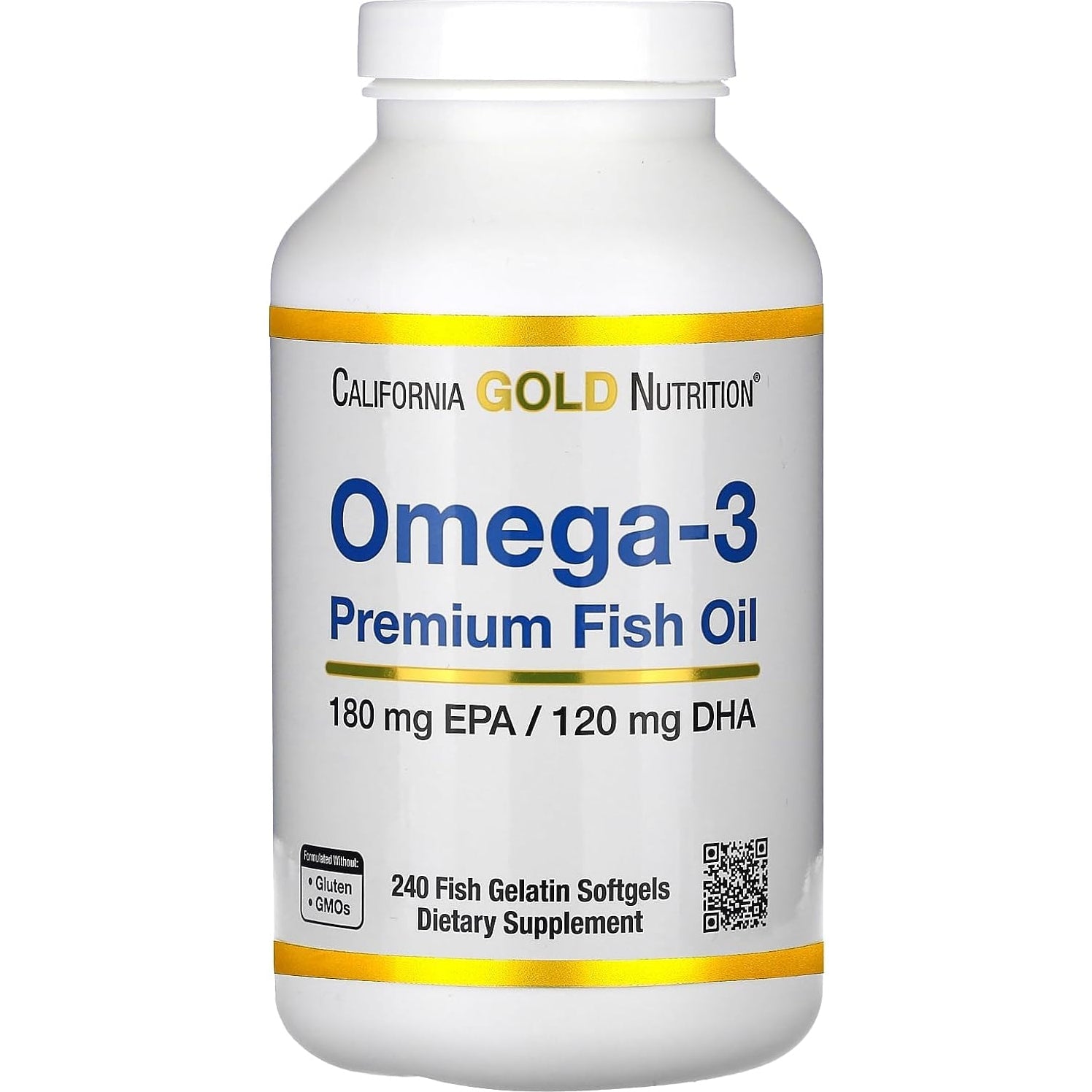 Omega-3 Premium Fish Oil by California Gold Nutrition, Concentrated Formula with EPA & DHA, Support for Optimal Lipid Profile & Immune System, Gluten Free, Non-GMO, 100 Fish Gelatin Softgels - Medaid International