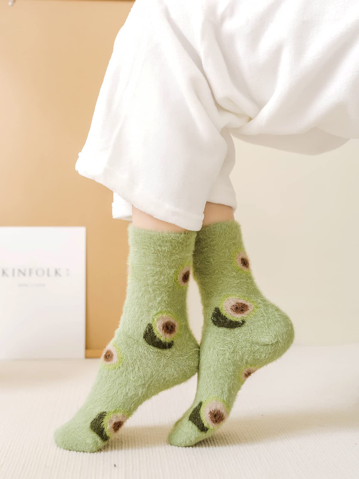 KASTWAVE Colorful Women's Wool Socks - 5 Pairs of Fun, Soft, and Warm Patterned Novelty Socks for Cozy Comfort