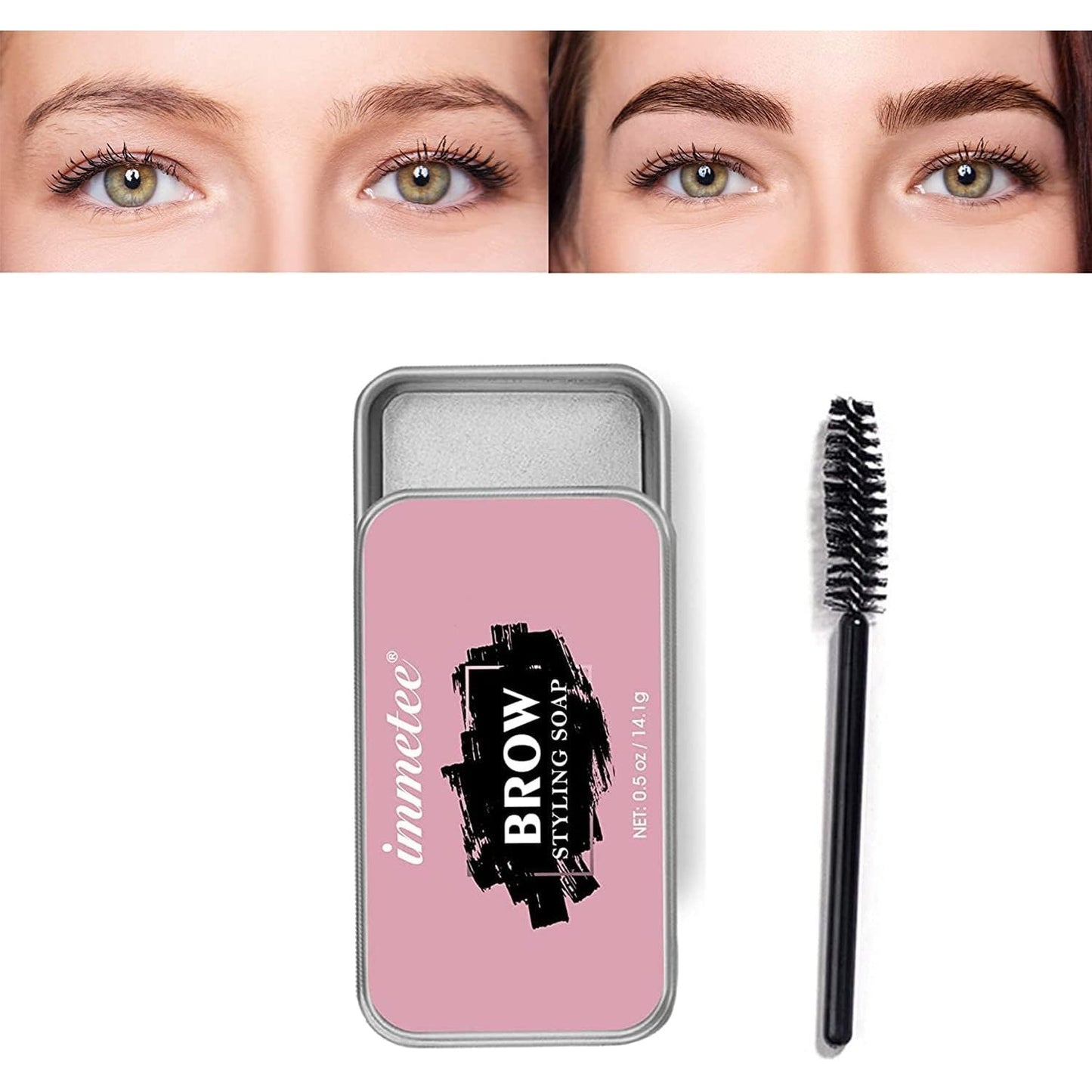 immetee Eyebrow Soap, Excellent Stereotypes Eyebrow Styling Wax, Long-lasting Waterproof Eyebrow Enhancer Gel, 3D Feathery Brows Shaping Soap Brow Freeze -0.5oz(1PC+Brush) - Medaid
