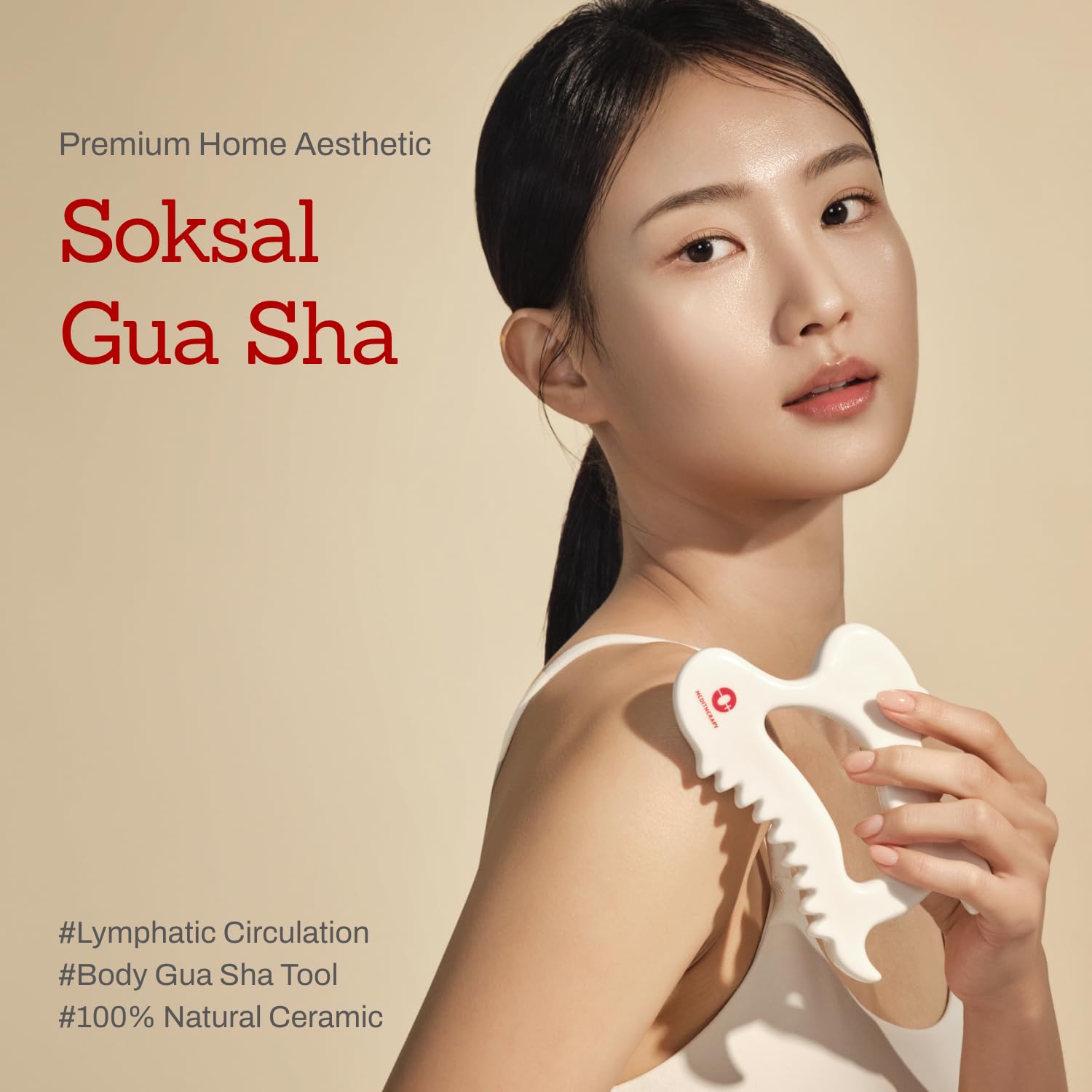 MEDITHERAPY SOKSAL GUASHA,Ceramic Gua Sha,Body Massage Tool, Korean Body Guasha, Guasha Board, Face Lift, Muscle Relief Massage Board (Body Massager) - Medaid International