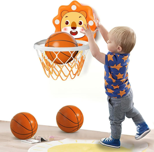 Indoor Mini Basketball Hoop for Toddlers Kids Boys Age 1-3-5 Bedroom,Adjustable Height,Space-Saving,Christmas Birthday Gifts Toy for Boys 4-6,Toddler Toys Age 2-4 orange (Small/No Scoring)