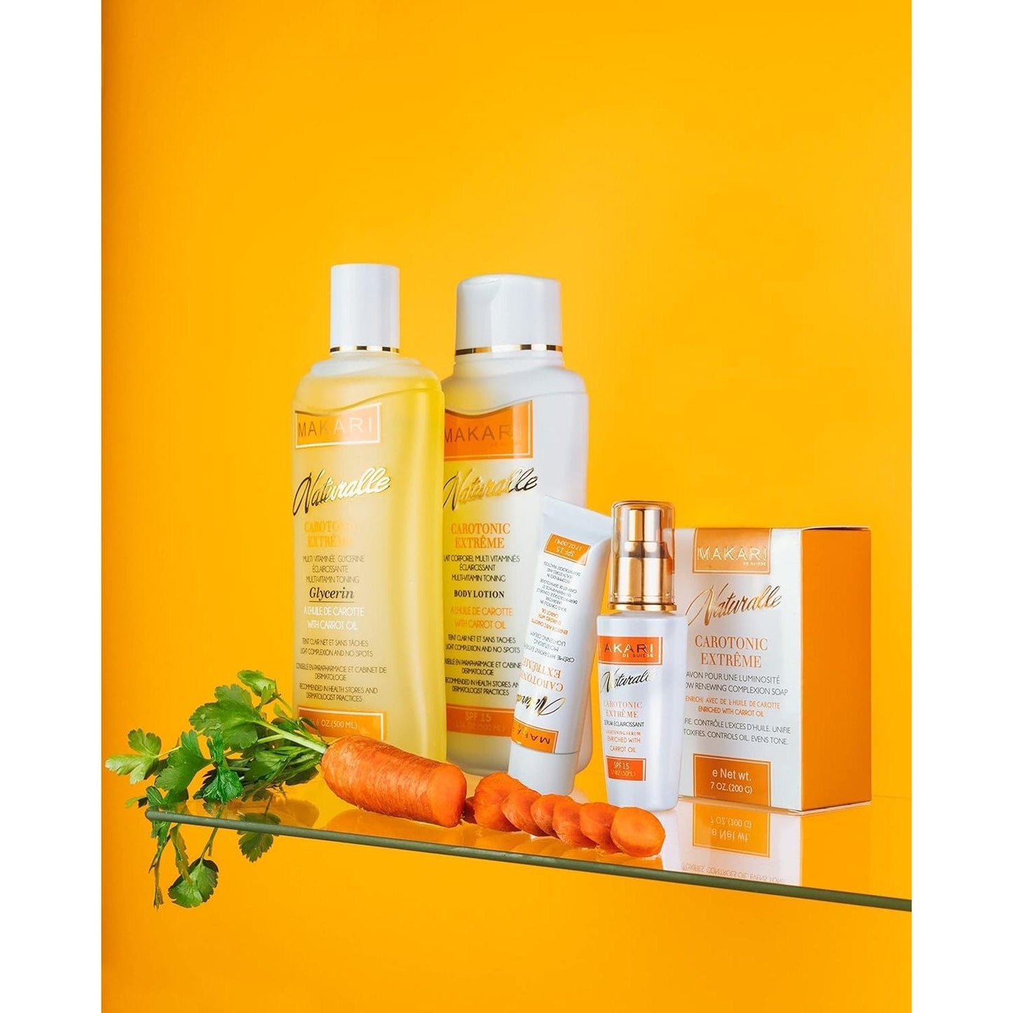 Makari Naturalle Carotonic Extreme Brightening Serum SPF15 (1.7 Oz) 2 Pack, Helps Heal Blemishes, Scars and Imperfections | Brightens, Smoothens, & Gives Antioxidant Protection - Medaid International