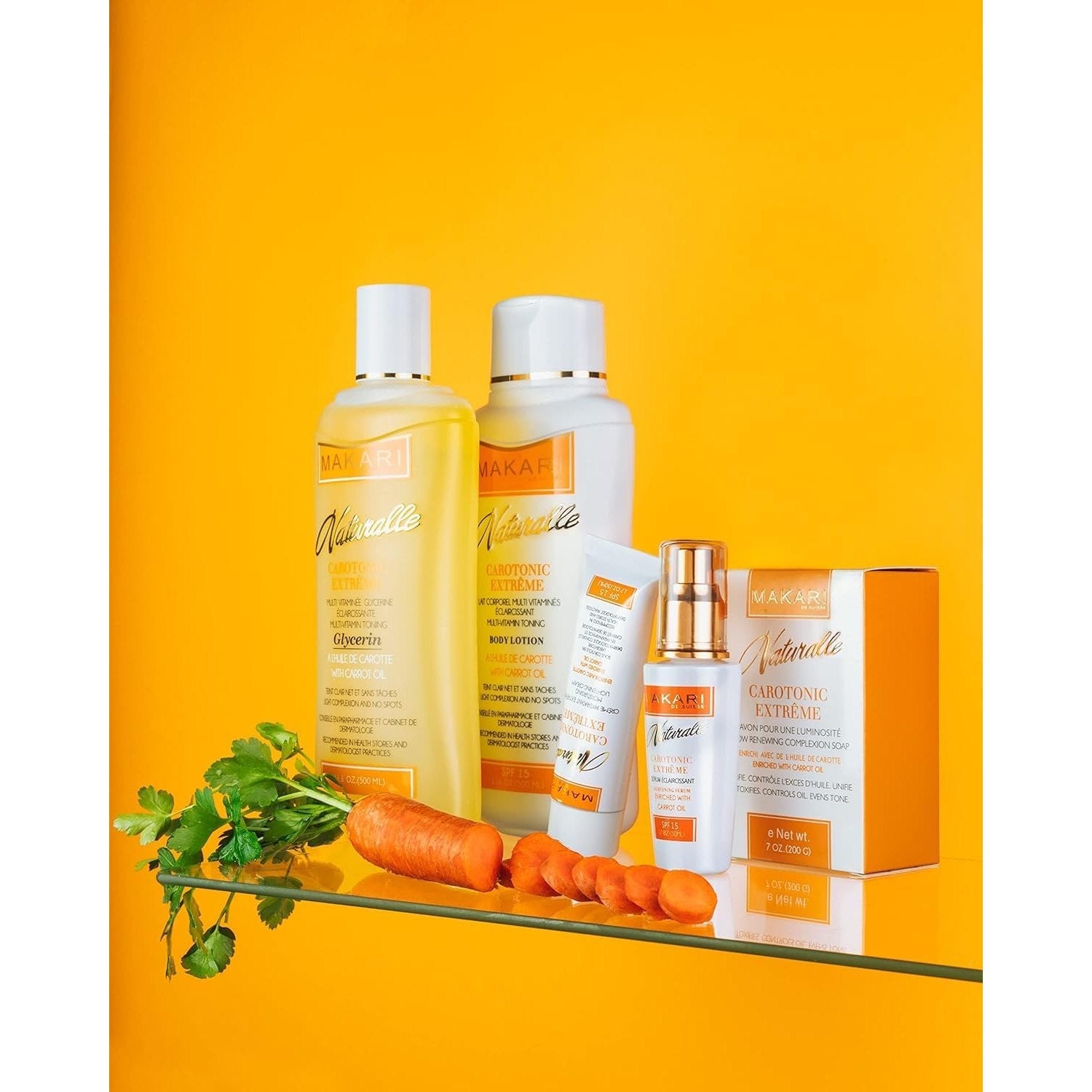 Makari Naturalle Carotonic Extreme Brightening Serum SPF15 (1.7 Oz) 2 Pack, Helps Heal Blemishes, Scars and Imperfections | Brightens, Smoothens, & Gives Antioxidant Protection - Medaid International