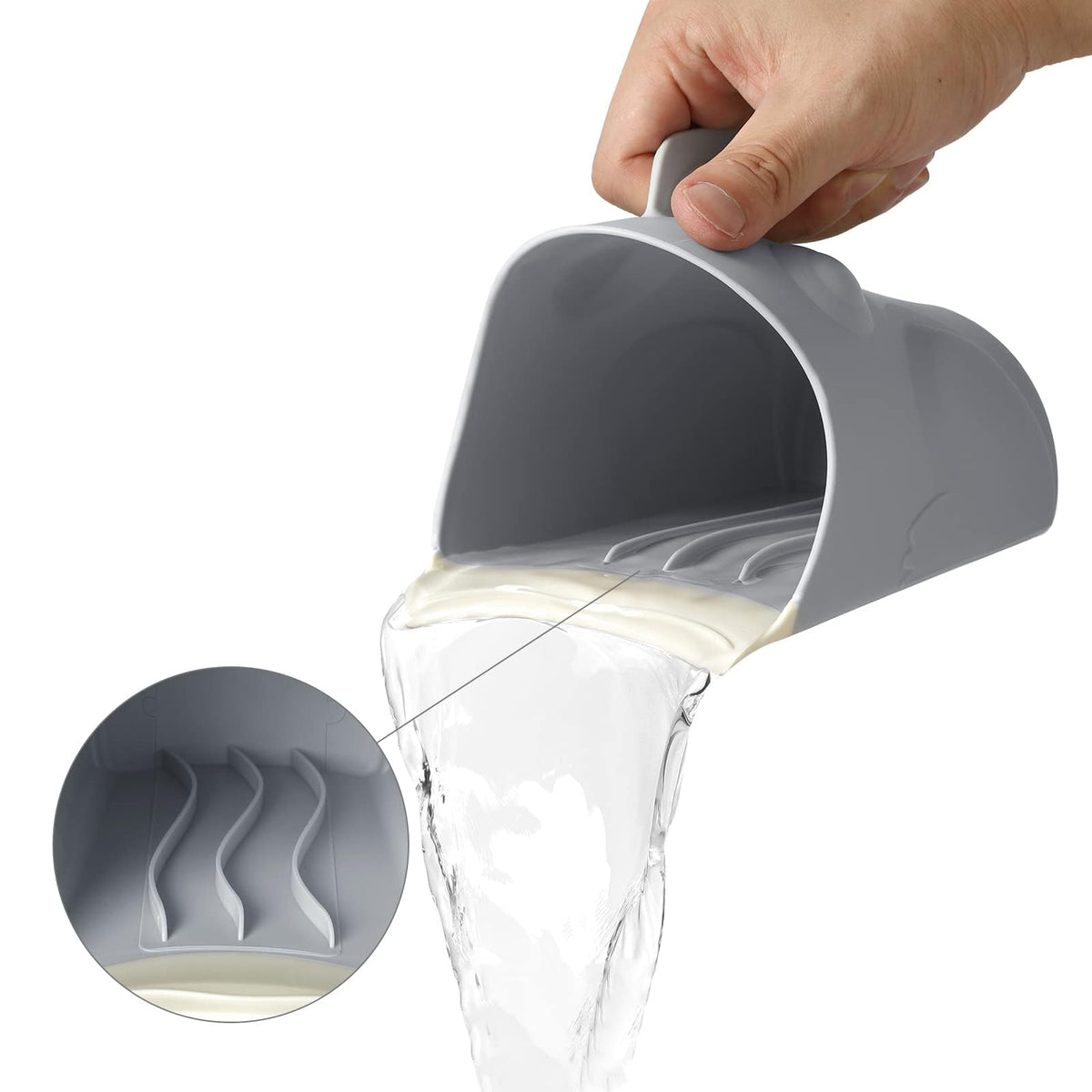 KASTWAVE Bath Rinse Cup for Baby, Cute Frog Shape Baby Bath Cup, Hair Shampoo Rinser for Toddlers, Grey
