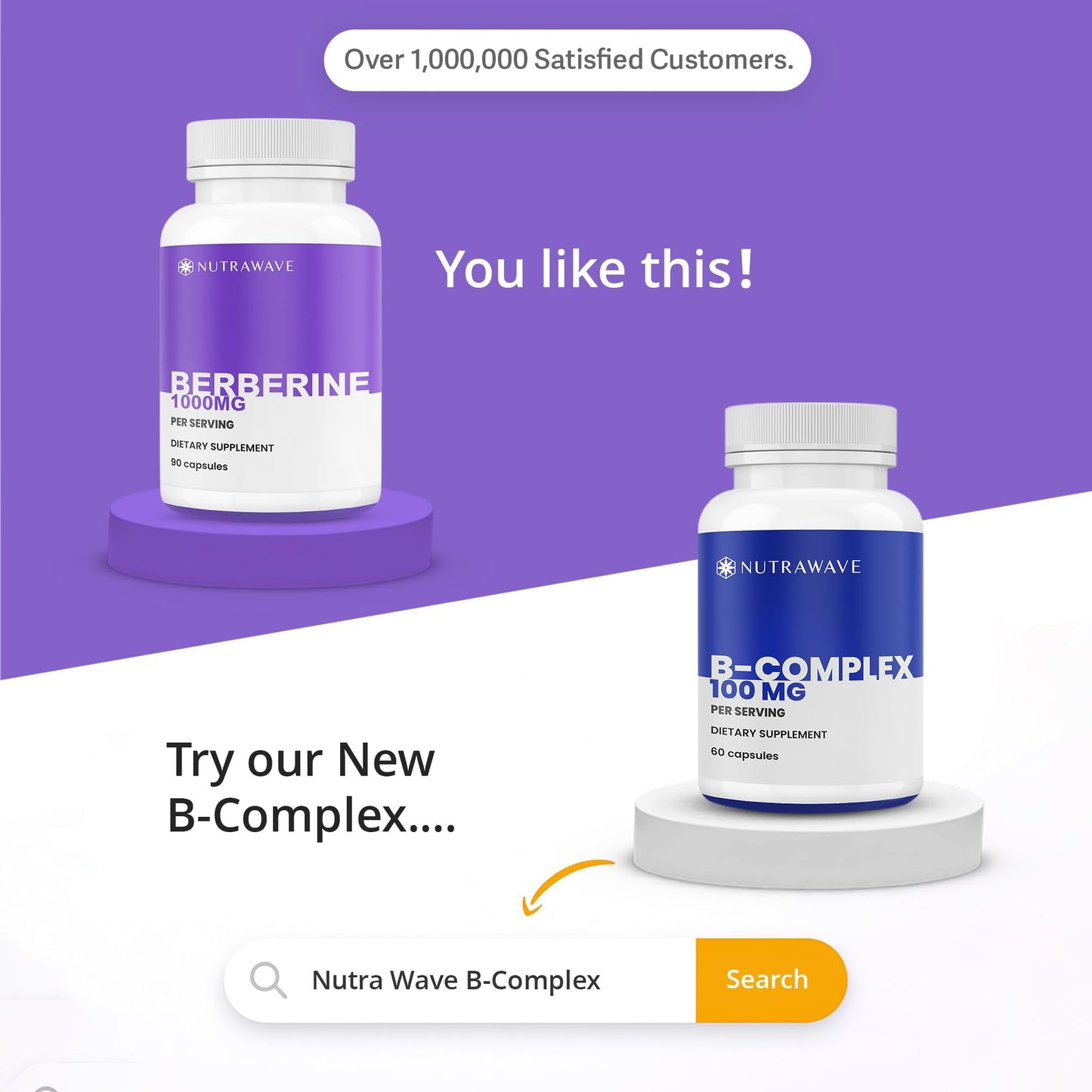 Nutrawave PURE Berberine Maximum Potency - Supports Blood Sugar Levels & Metabolism, 1000mg Per Serving - 2 Capsules - For Adults Seeking Natural Glucose Support - Non-GMO, Vegan - 1 Pack - Medaid International