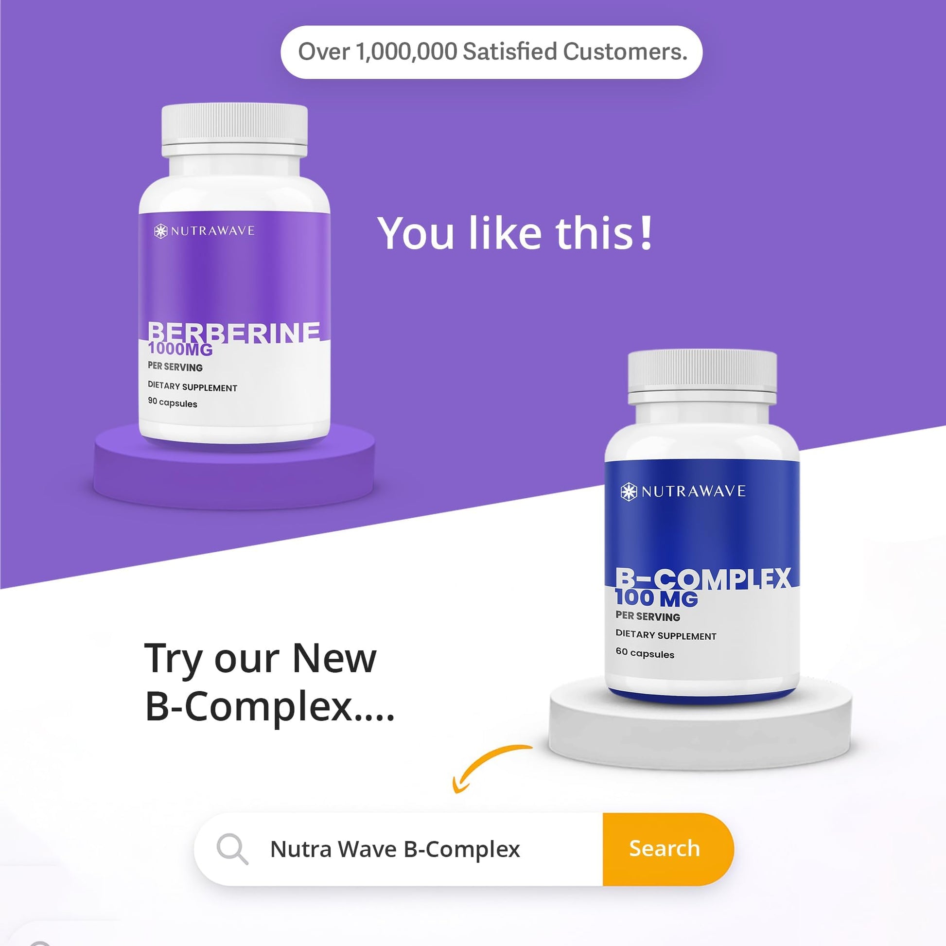 Nutrawave PURE Berberine Maximum Potency - Supports Blood Sugar Levels & Metabolism, 1000mg Per Serving - 2 Capsules - For Adults Seeking Natural Glucose Support - Non-GMO, Vegan - 1 Pack - Medaid International
