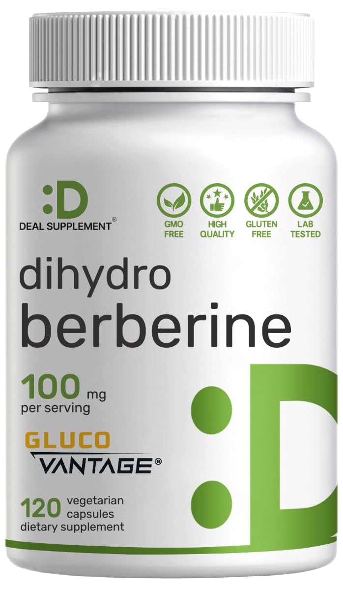 Dihydroberberine 100mg Per Serving, 120 Veggie Capsules – 5X More Bioavailable Than Berberine HCL – Heart Health Supplement – GlucoVantage Formula, Vegan, Non-GMO - Medaid International