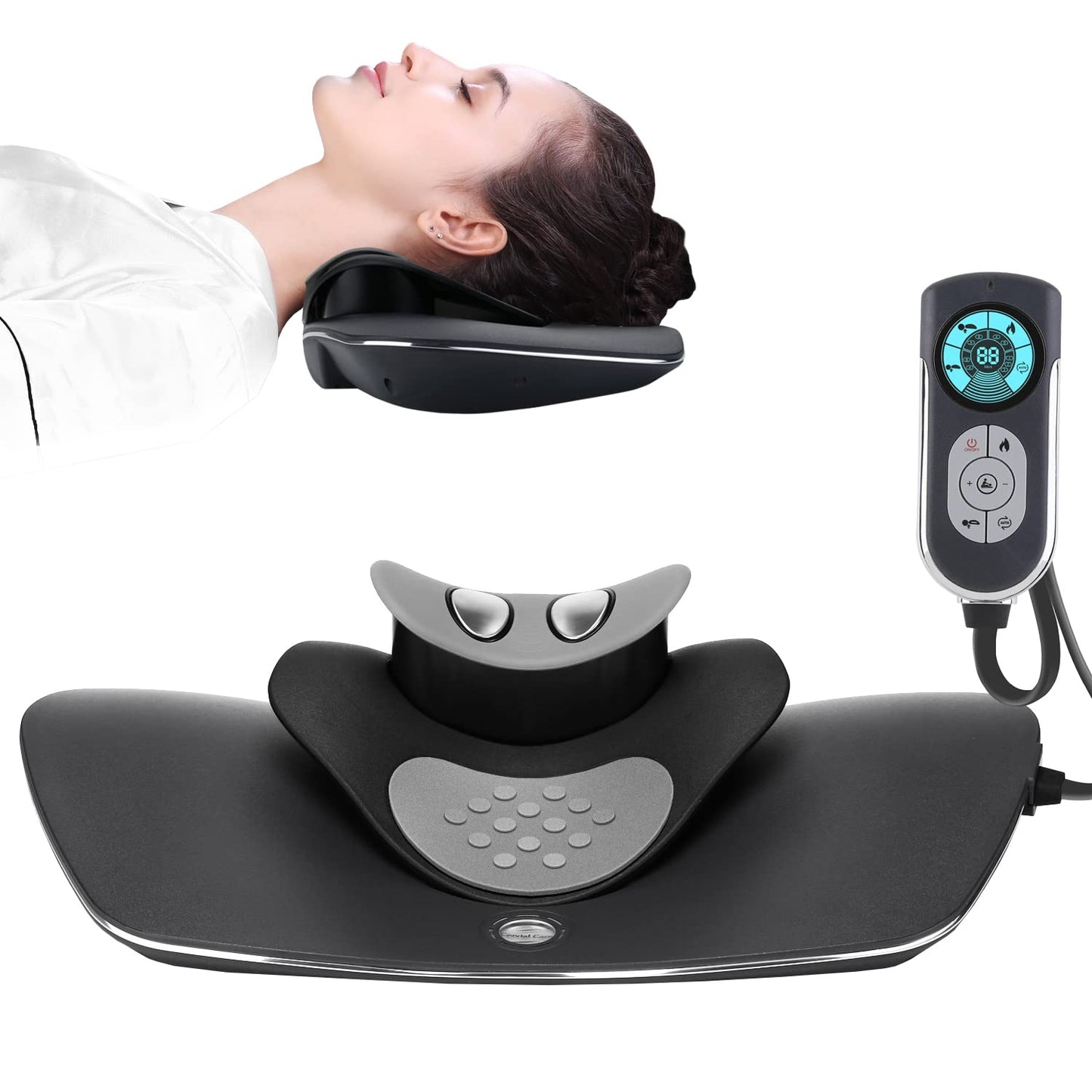 Multi-Functional Cervical Traction Device, Electric Neck Stretcher with Dynamic Neck Stretching, 3 Modes Electrotherapy and Hyperthermia to Relieve Neck Pain, 104 to 122℉(40 to 50℃), Easy to Use - Medaid International